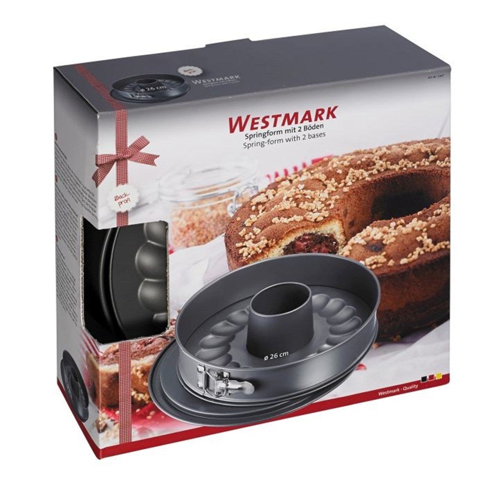Springform 26cm mit Antihaftbeschichtung, 2 Böden für vielseitiges Backen, robust und ideal für Profis, von Westmark.