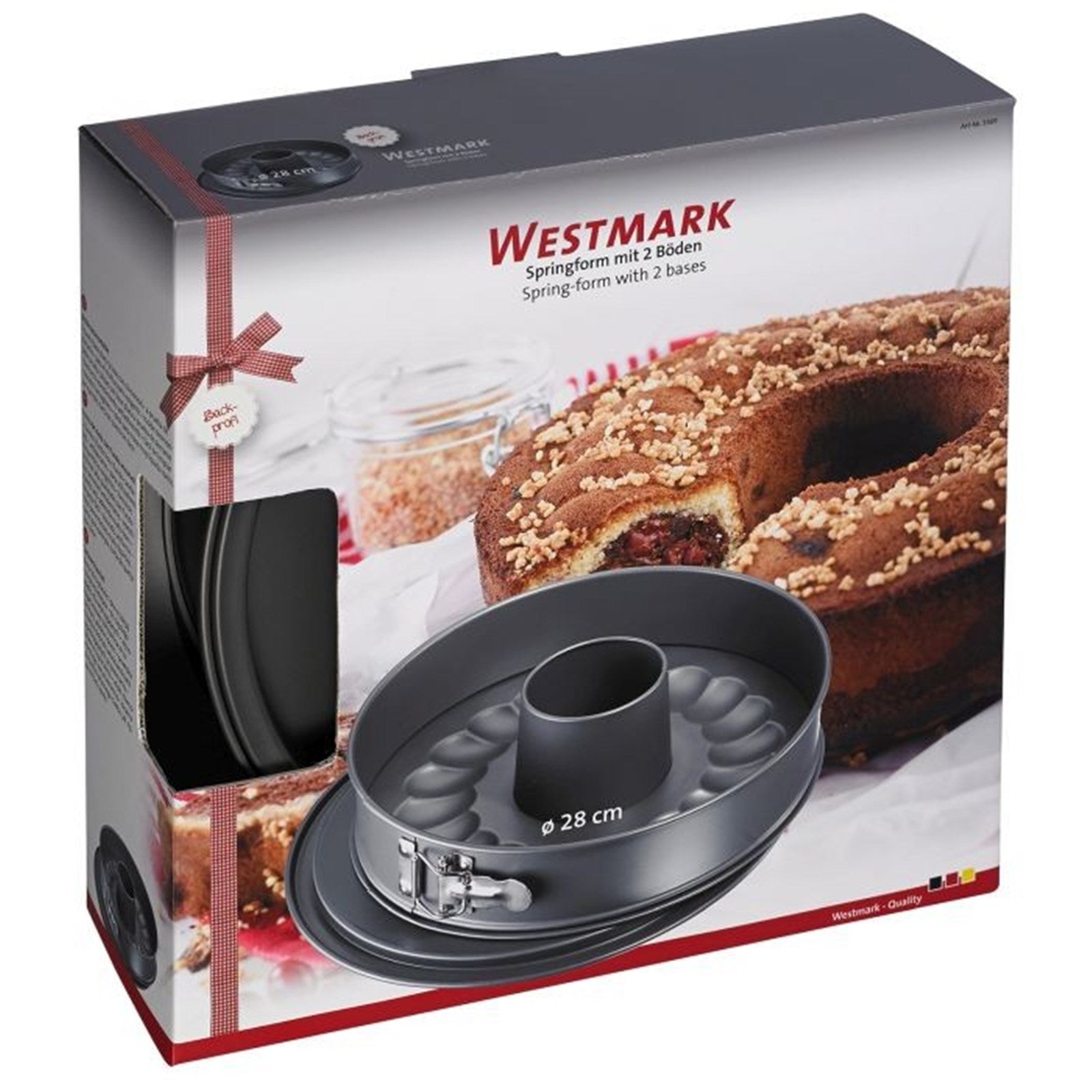 Springform 28cm mit Antihaft, 2 Böden für Kuchen und Torten, langlebig, hochwertig, ideal für Backen, von Westmark.