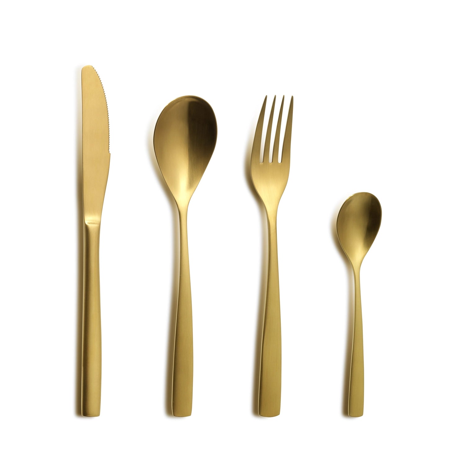 Elegante Barcelona Tafelgabel in mattgoldenem Finish, ideal für stilvolle Tischdekorationen. Hochwertiges Besteck von Comas.