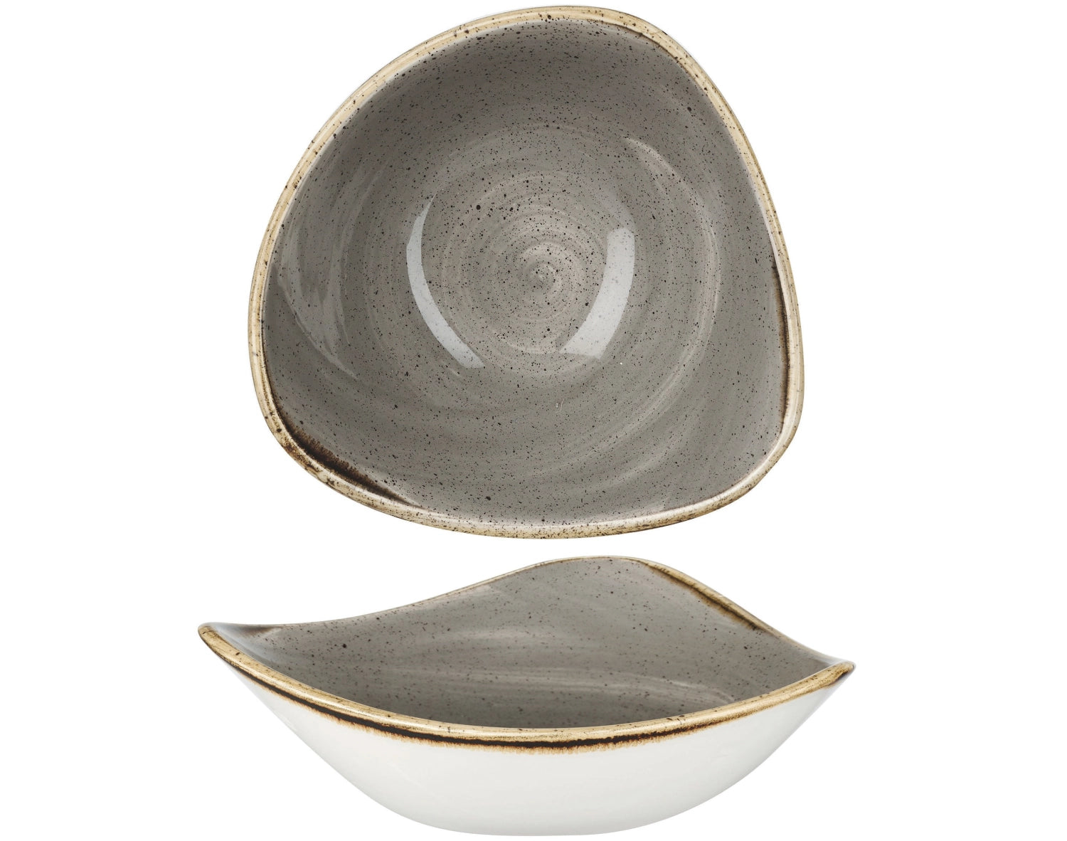 Stonecast peppercorn gray triangle bowl 15.3cm, 26cl