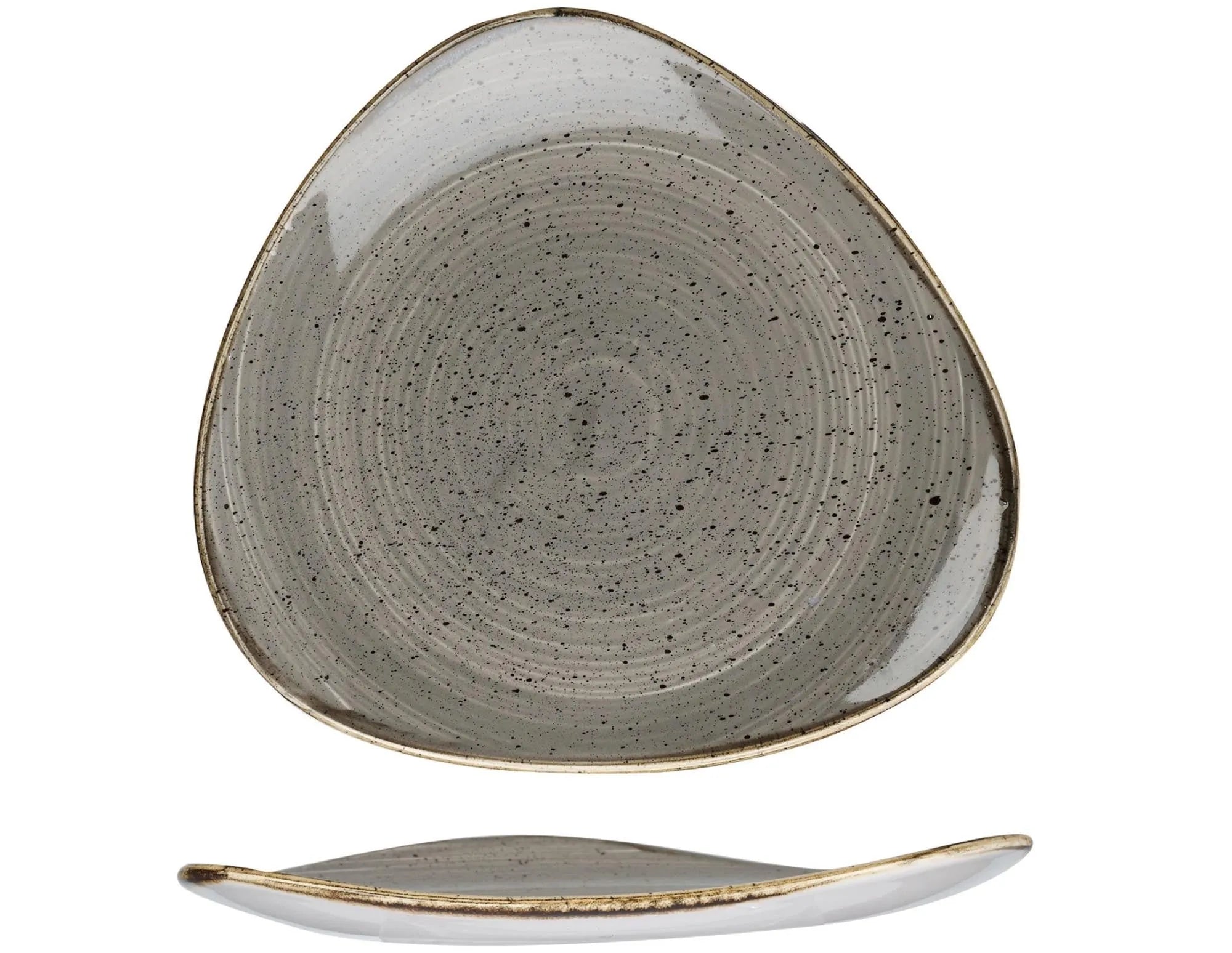 Stonecast Peppercorn Grey Triangel Teller flach 26.5cm - KAQTU Design