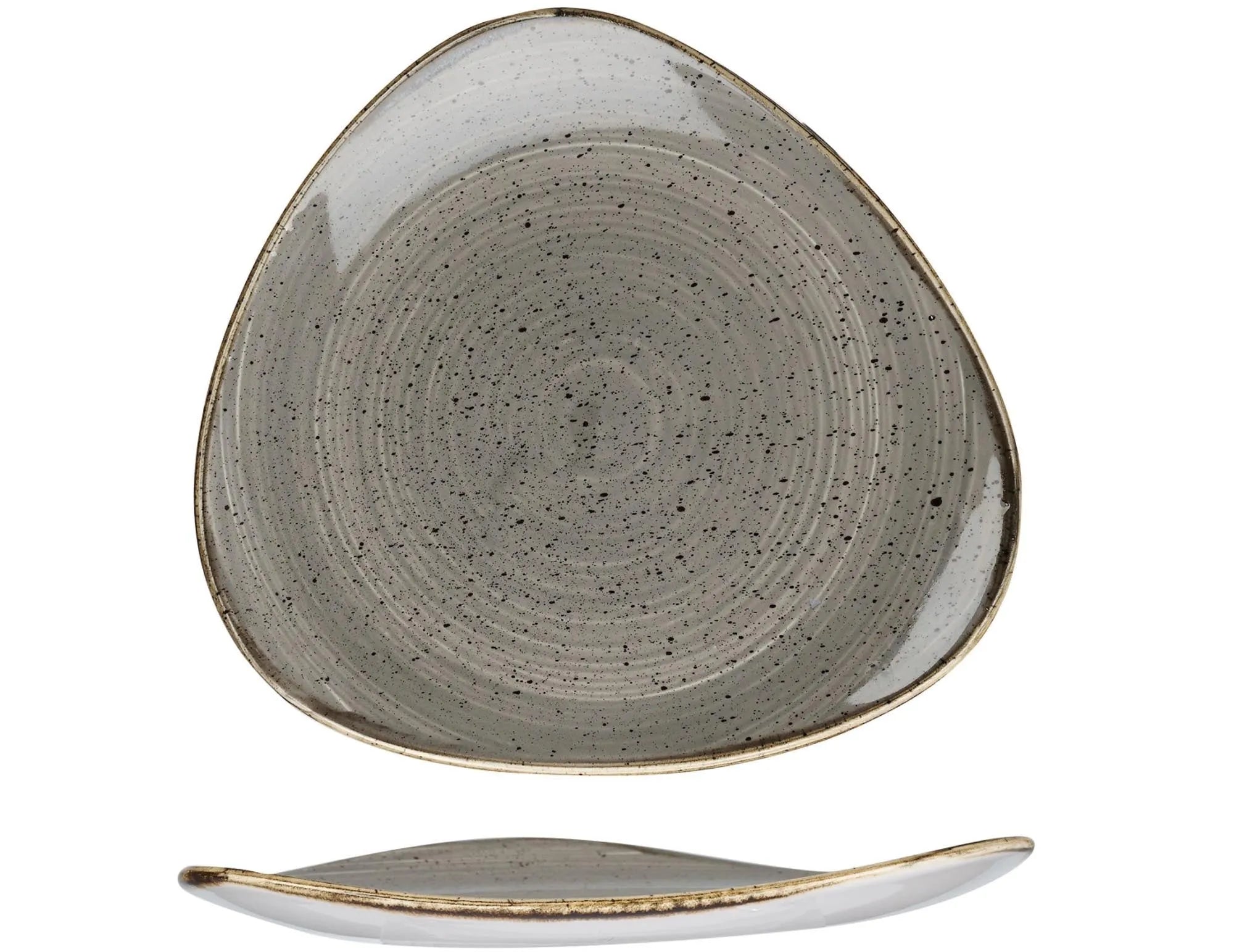 Stonecast Peppercorn Grey Triangel Teller flach 31.1cm - KAQTU Design