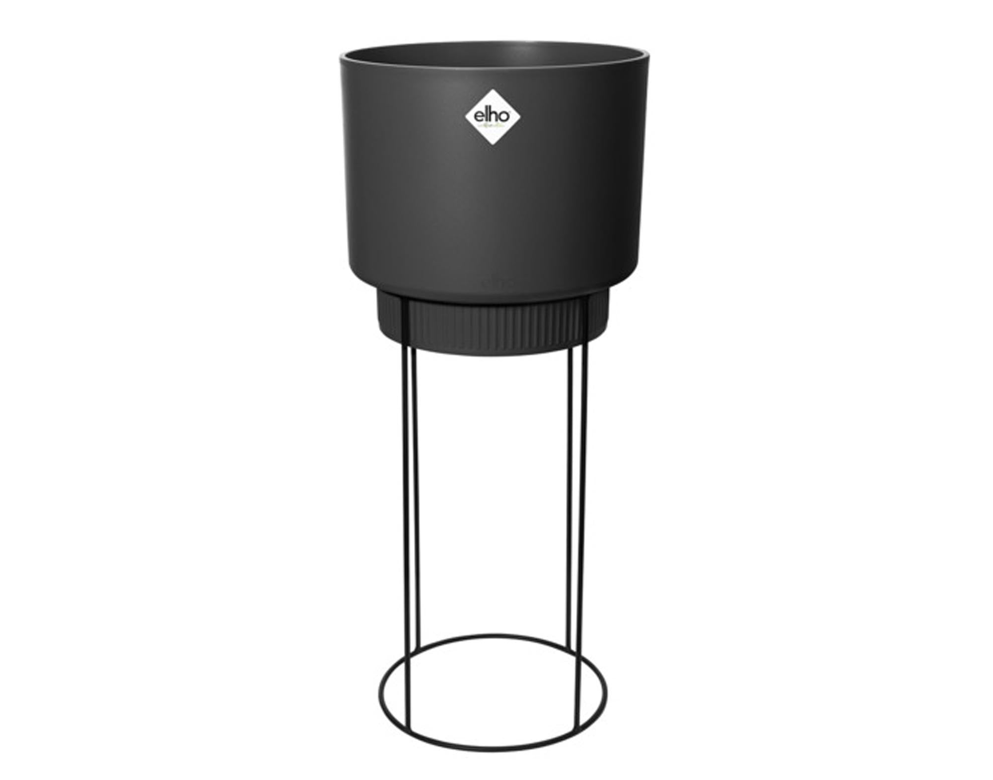 Elegante ELHO Pflanzenschale mit Ständer in Schwarz, 30 cm Durchmesser, ideal für stilvolle Pflanzenpräsentation.