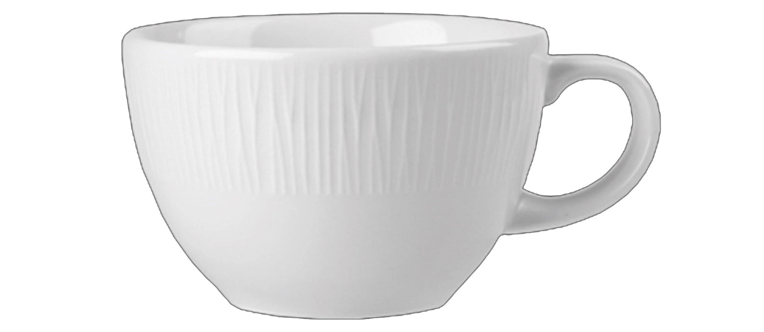 Stilvolle 22cl Tasse aus der Bamboo White Kollektion von Churchill, perfekt für Kaffee und Tee, mit modernem, schlichtem Design und stapelbarer Form.