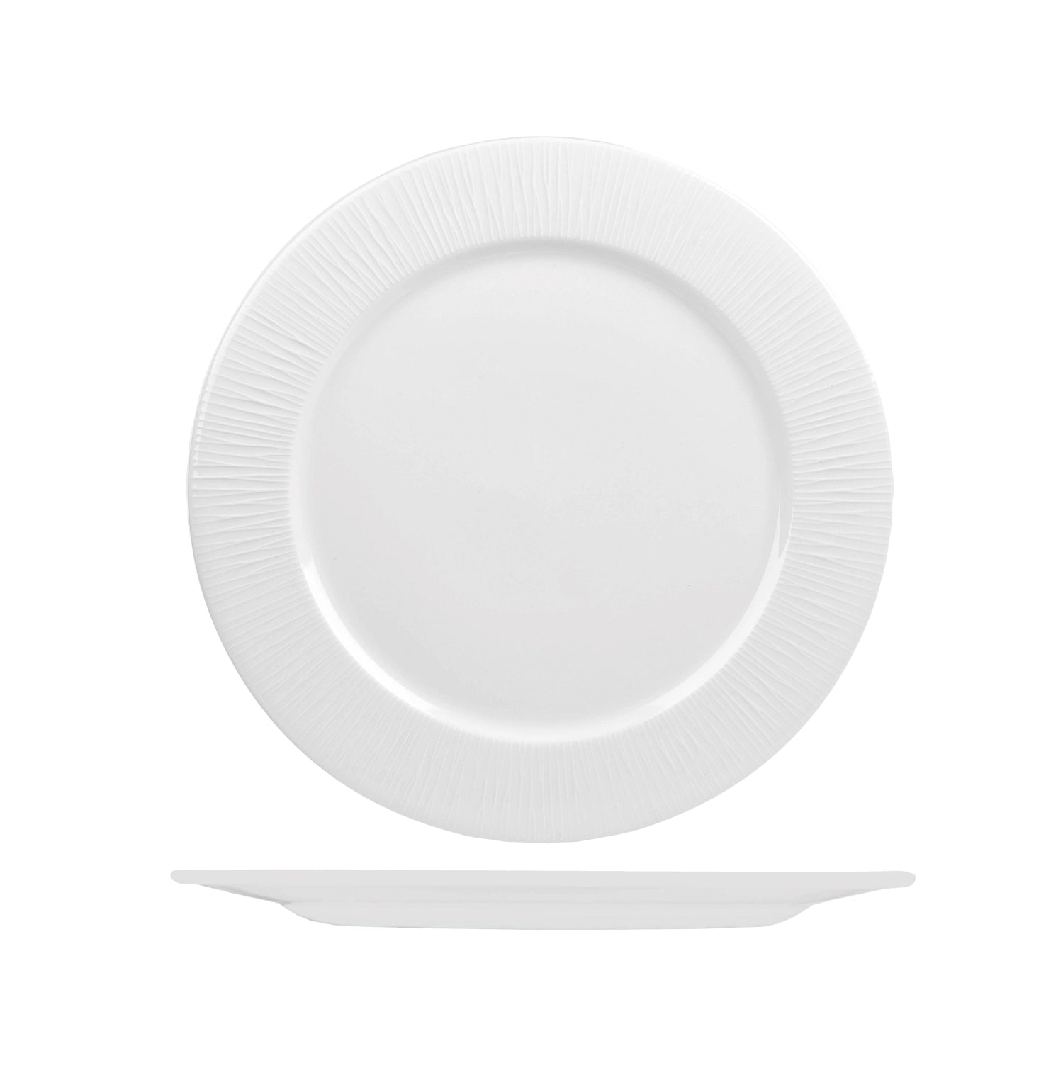 Eleganter, schmaler flacher Teller aus der Bamboo White Kollektion von Churchill, 23,4 cm, ideal für stilvolle Anlässe und kreative Präsentationen.