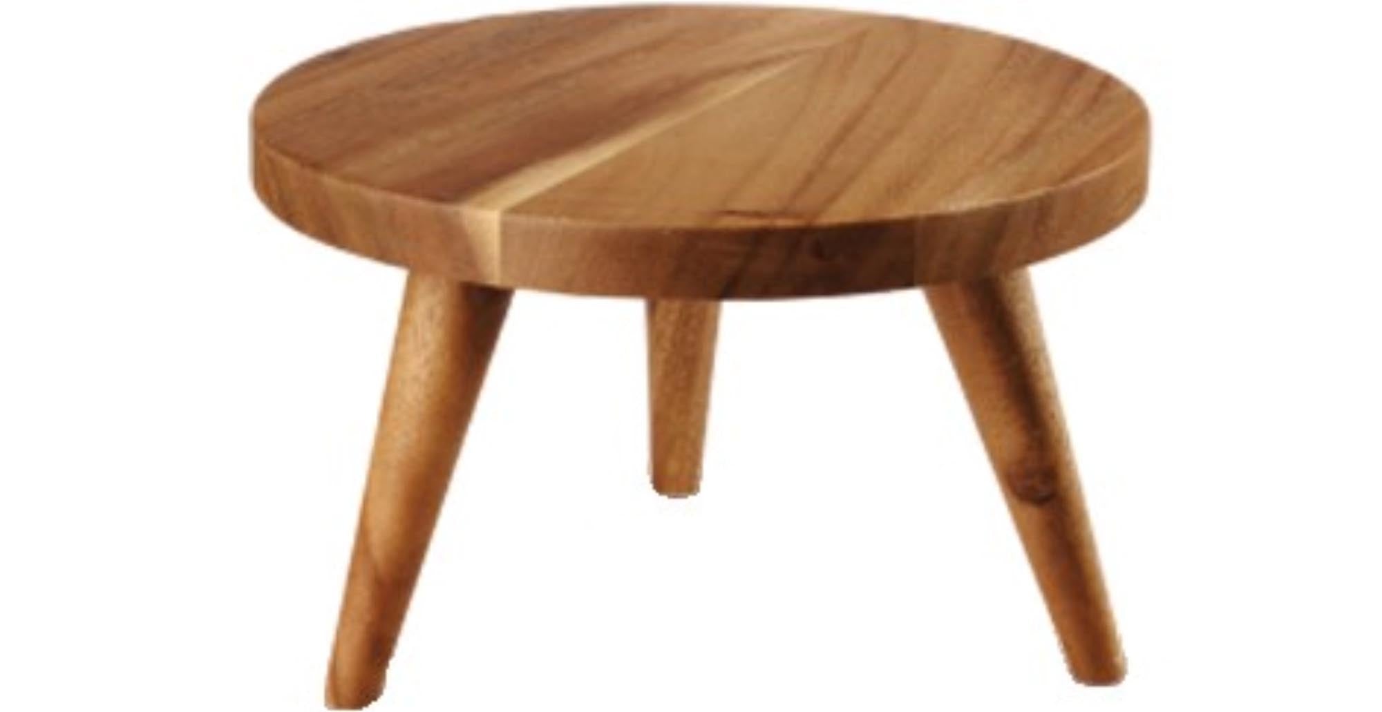Eleganter Alchemy Holzständer aus Akazienholz, 24cm Ø, 14,5cm H, für stilvolle Präsentationen und einladende Atmosphäre.
