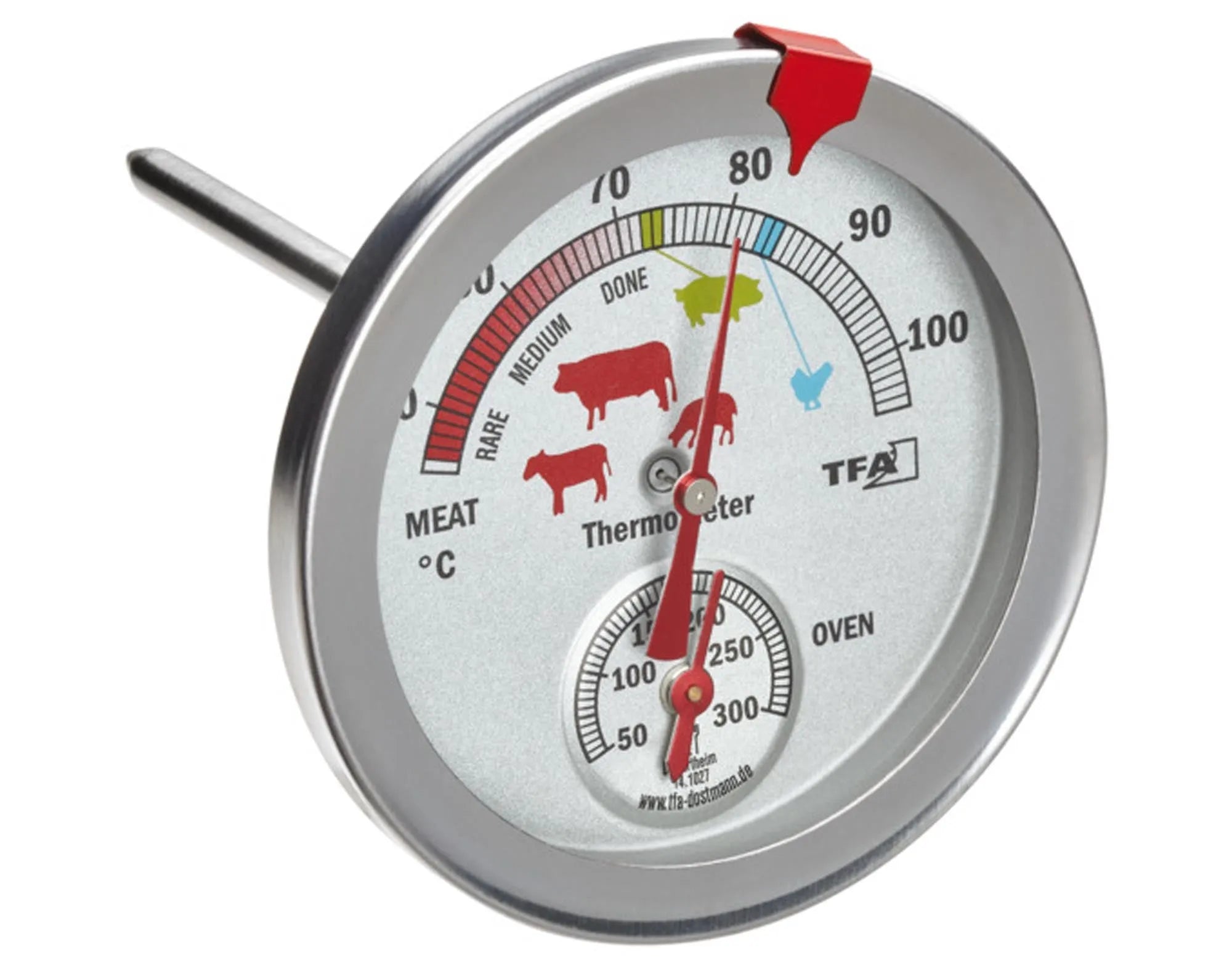 Präzises TFA Braten- und Ofenthermometer: Ideal für Grill- und Kochliebhaber, robust aus Edelstahl, vielseitig für Ofen & Grill.