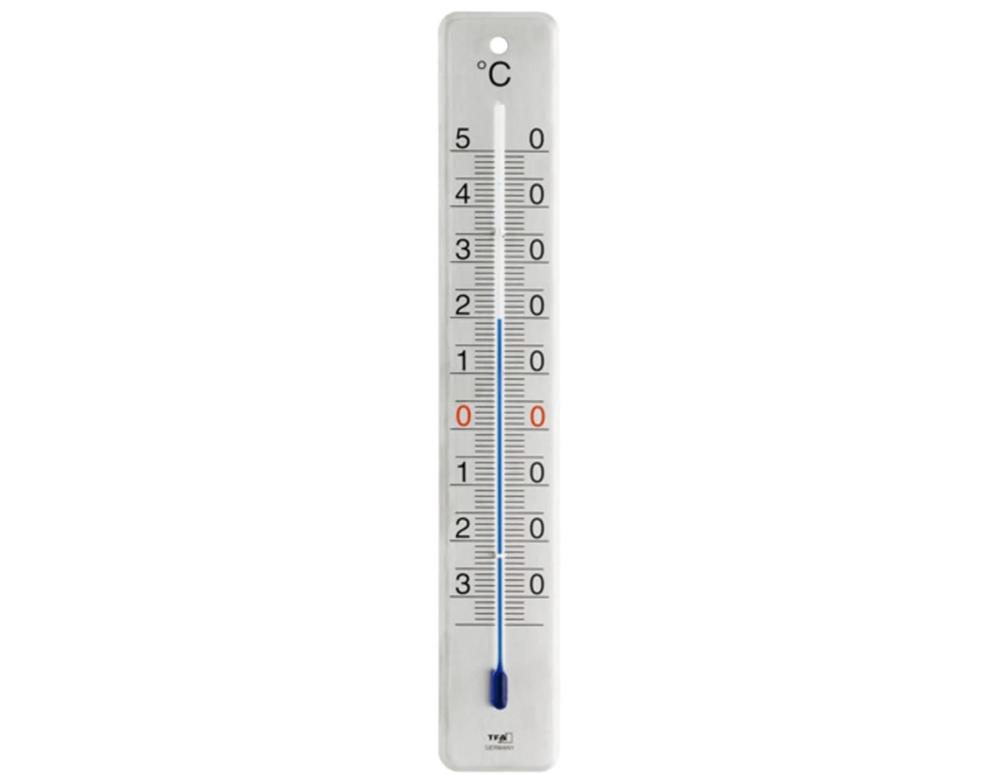 Praktisches 28 cm Innen-Aussenthermometer von TFA, langlebig, wetterbeständig, gut ablesbar, einfach zu montieren.