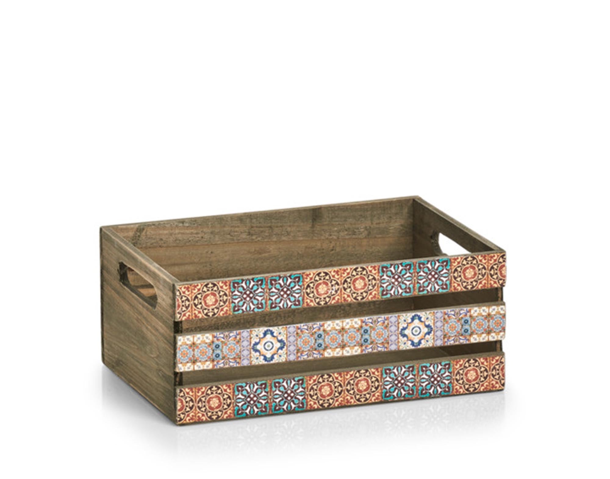 Entdecken Sie die ZELLER Dekokiste Mosaik Holz (32x22x13.5 cm) – stilvolle Aufbewahrung für Ihr Zuhause, ideal für Deko und Ordnung.