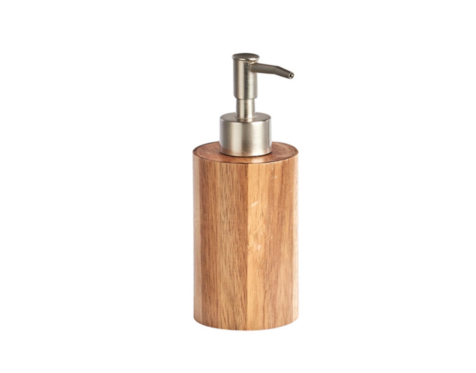 Entdecken Sie den ZELLER Seifenspender Akazie Inox (ø 7x17.5 cm) – stilvolles Badzubehör aus Akazienholz und Edelstahl für Ihr Badezimmer.