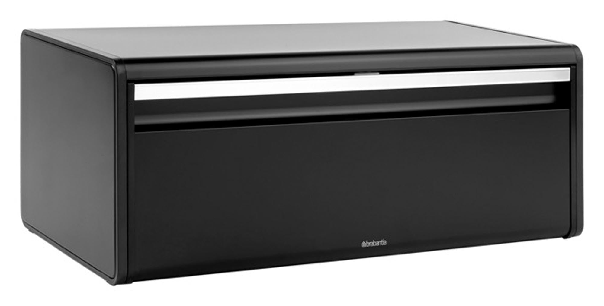 Moderner BRABANTIA Brotkasten in mattem Schwarz, 46.5x25x18.7 cm, ideal zur stilvollen Aufbewahrung von Brot und Backwaren.