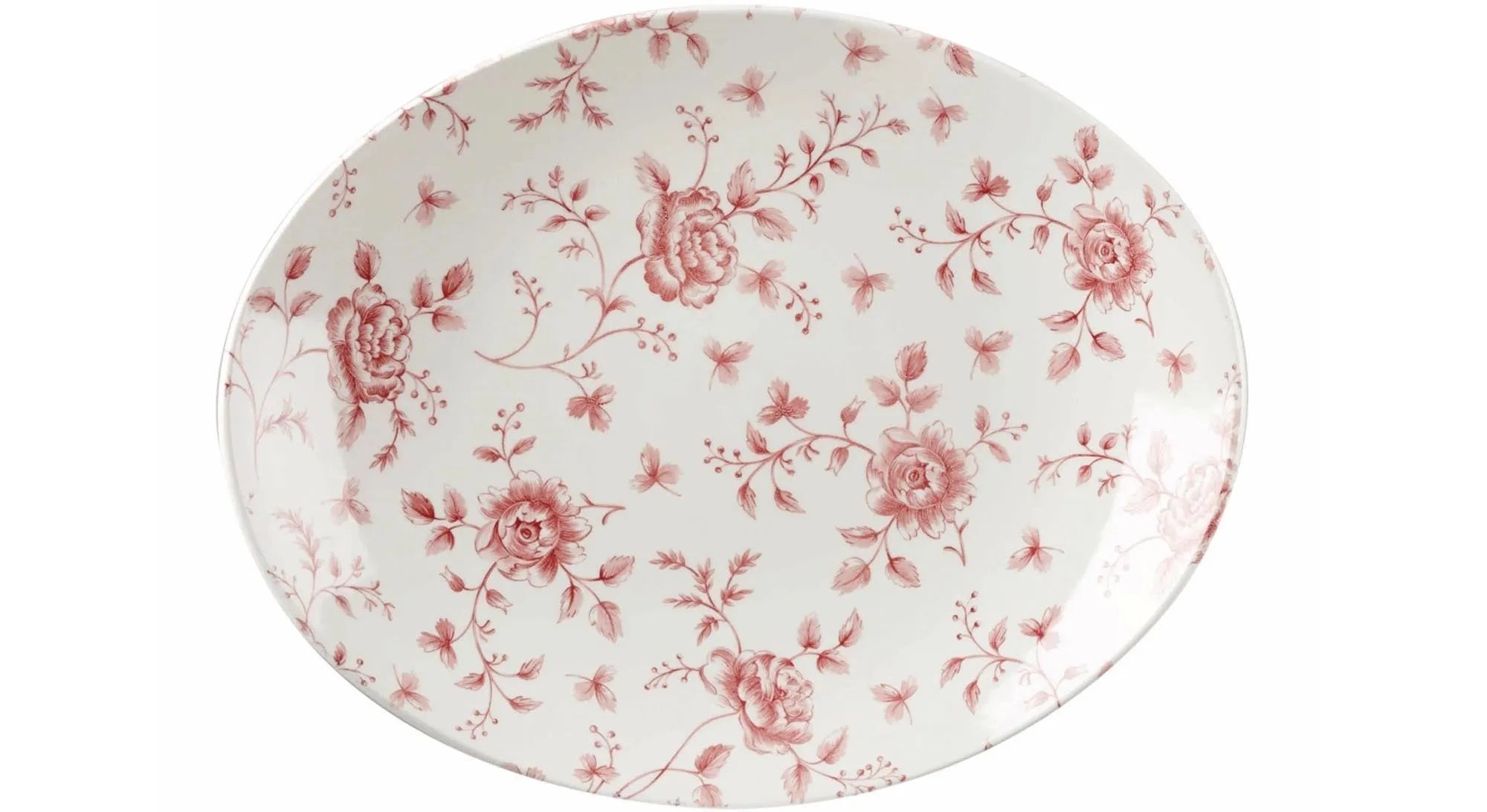 V.P. Rose Chintz Cranberry Platte oval 31.7x25.5cm - KAQTU Design