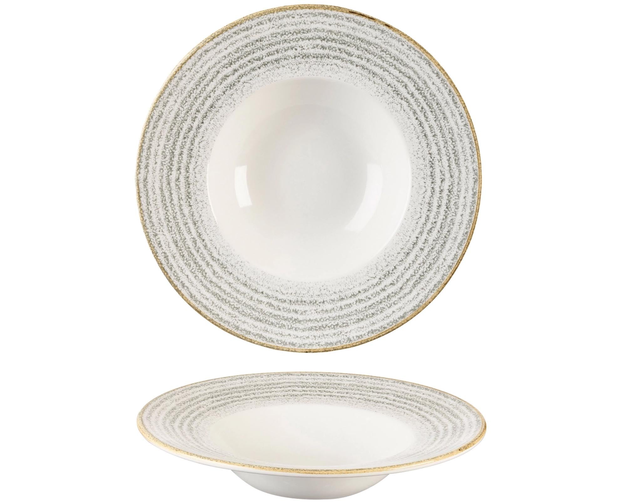 Eleganter, tiefer Teller in Stein-Grau, 28 cm, widerstandsfähig, mikrowellen- und spülmaschinengeeignet, ideal für Gastronomie.