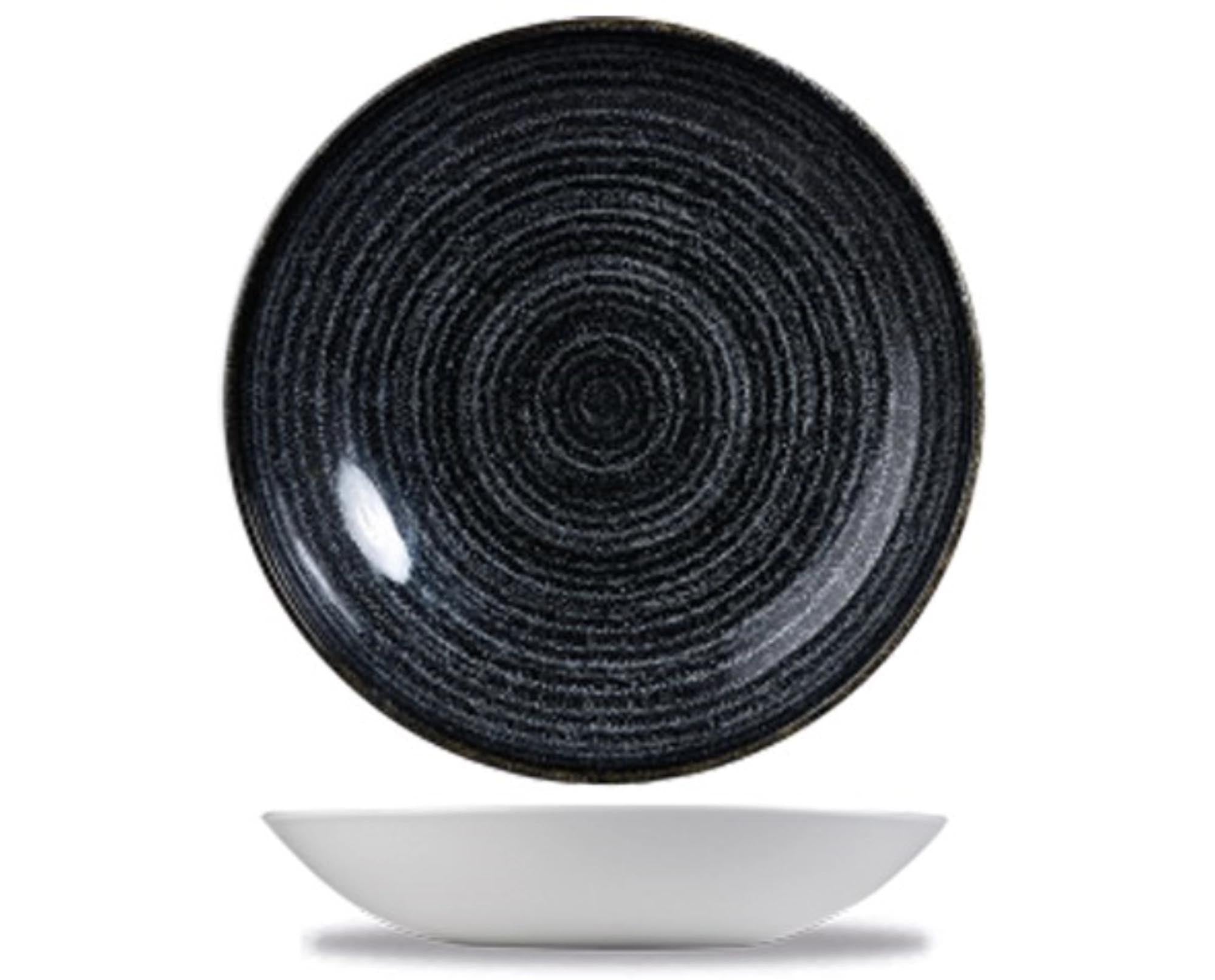 Entdecken Sie den S.P. Homespun Charcoal Black Teller tief 24cm von Churchill. Ideal für flüssige Speisen, langlebig, elegant und spülmaschinenfest.