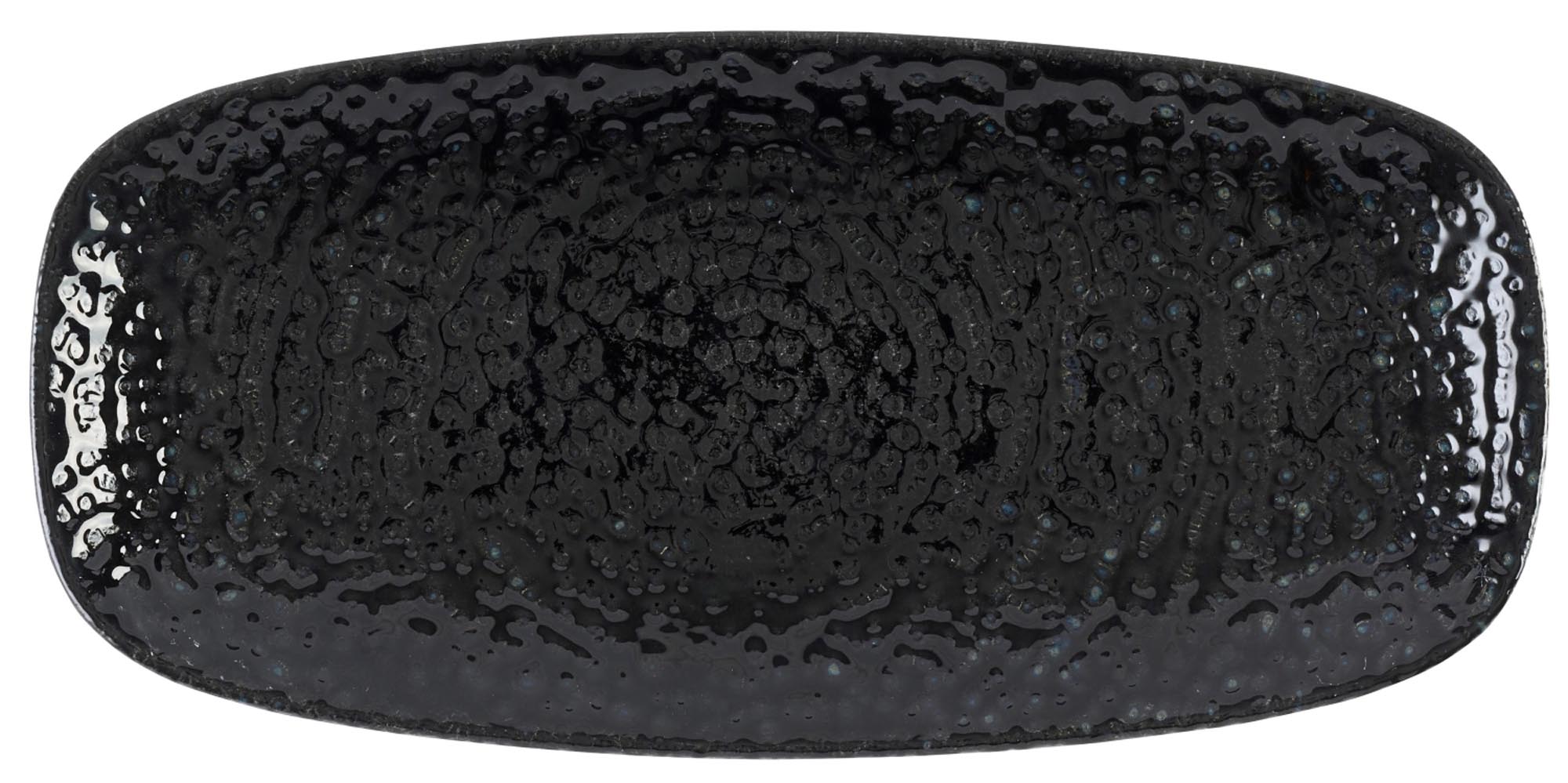 Elegante, langlebige Porzellanplatte in Schwarz, ideal für kreative Speisepräsentationen. Spülmaschinenfest und hitzebeständig.
