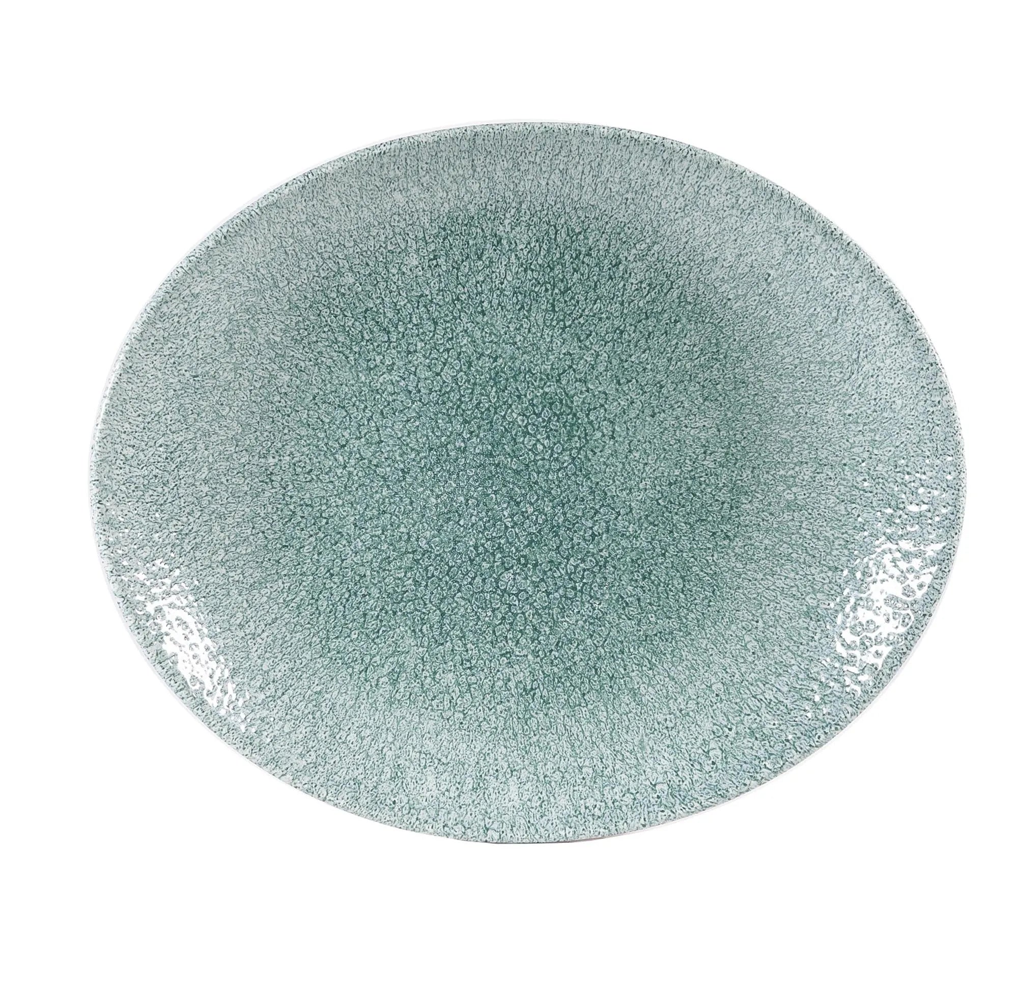 S.P. Raku Jade Green Teller oval 31.7x25.5cm - KAQTU Design