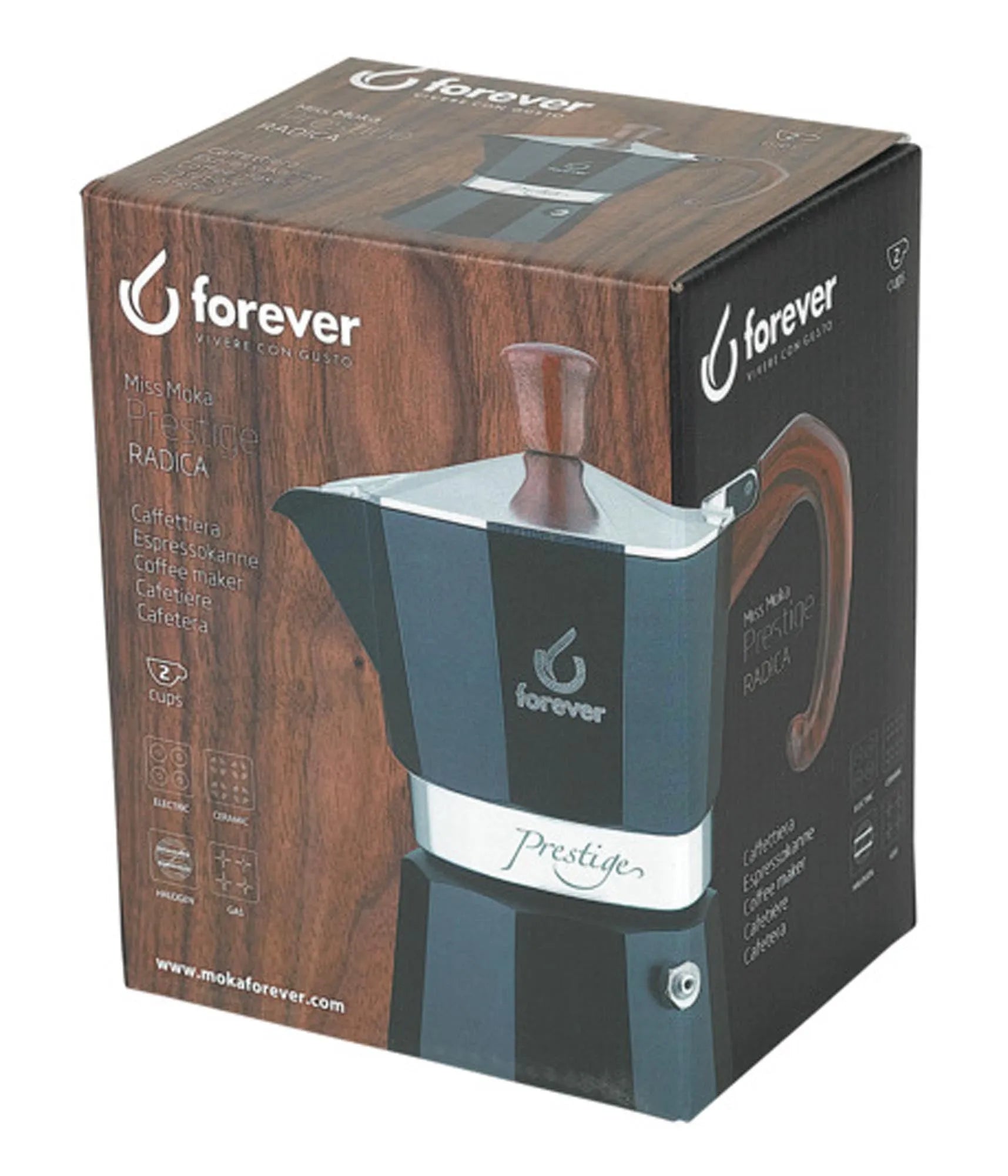 Eleganter FOREVER Radica Prestige für perfekten 2-Tassen-Kaffee.