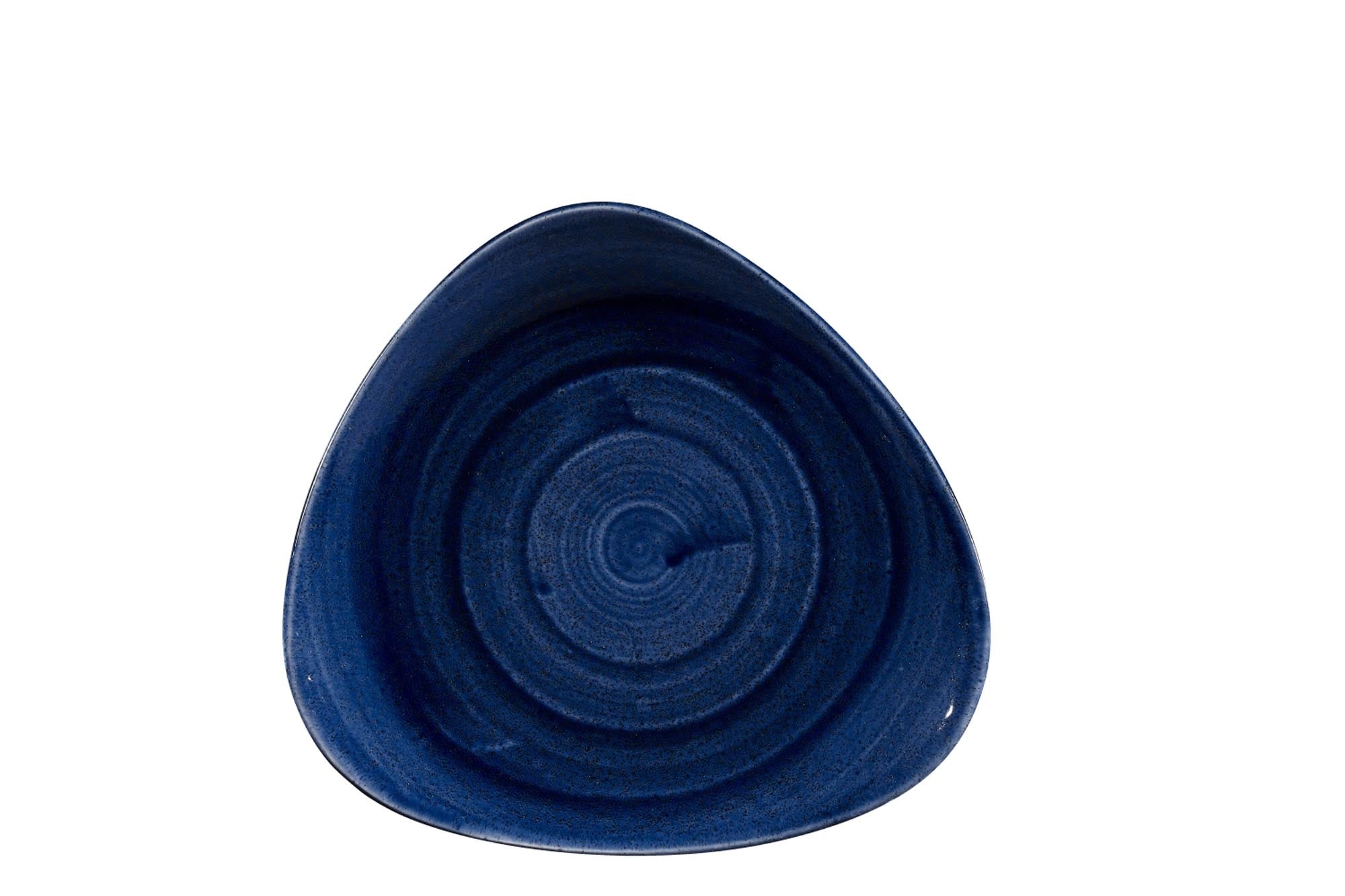 Entdecken Sie den Stonecast Patina Cobalt Blue Teller von Churchill. Flacher, dreieckiger Porzellanteller (22,9 cm) für stilvolle Tischdekoration.