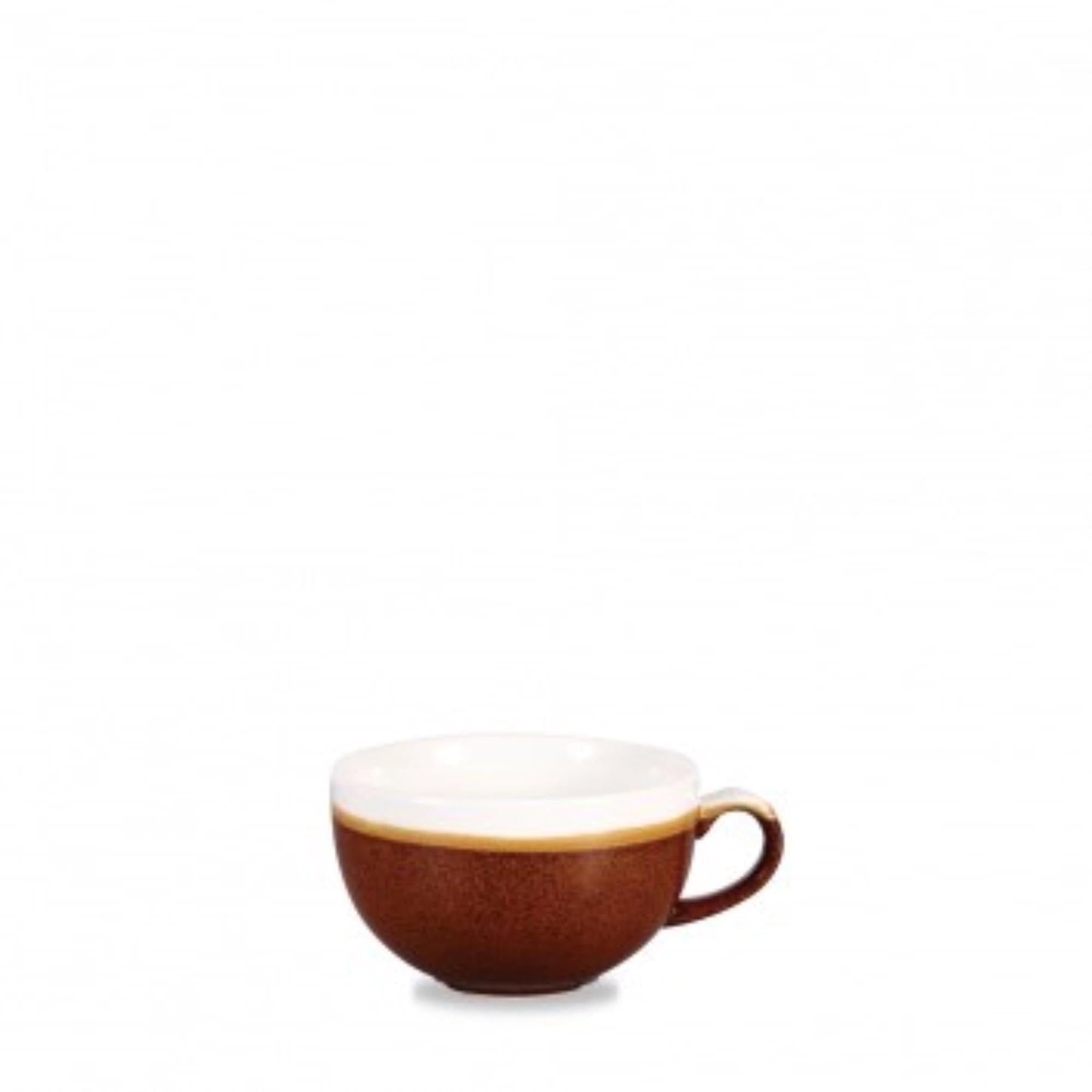 Elegante Monochrome Cinnamon Brown Tasse von Churchill, 22,7cl, aus hochwertigem Porzellan, spülmaschinenfest, mikrowellengeeignet.