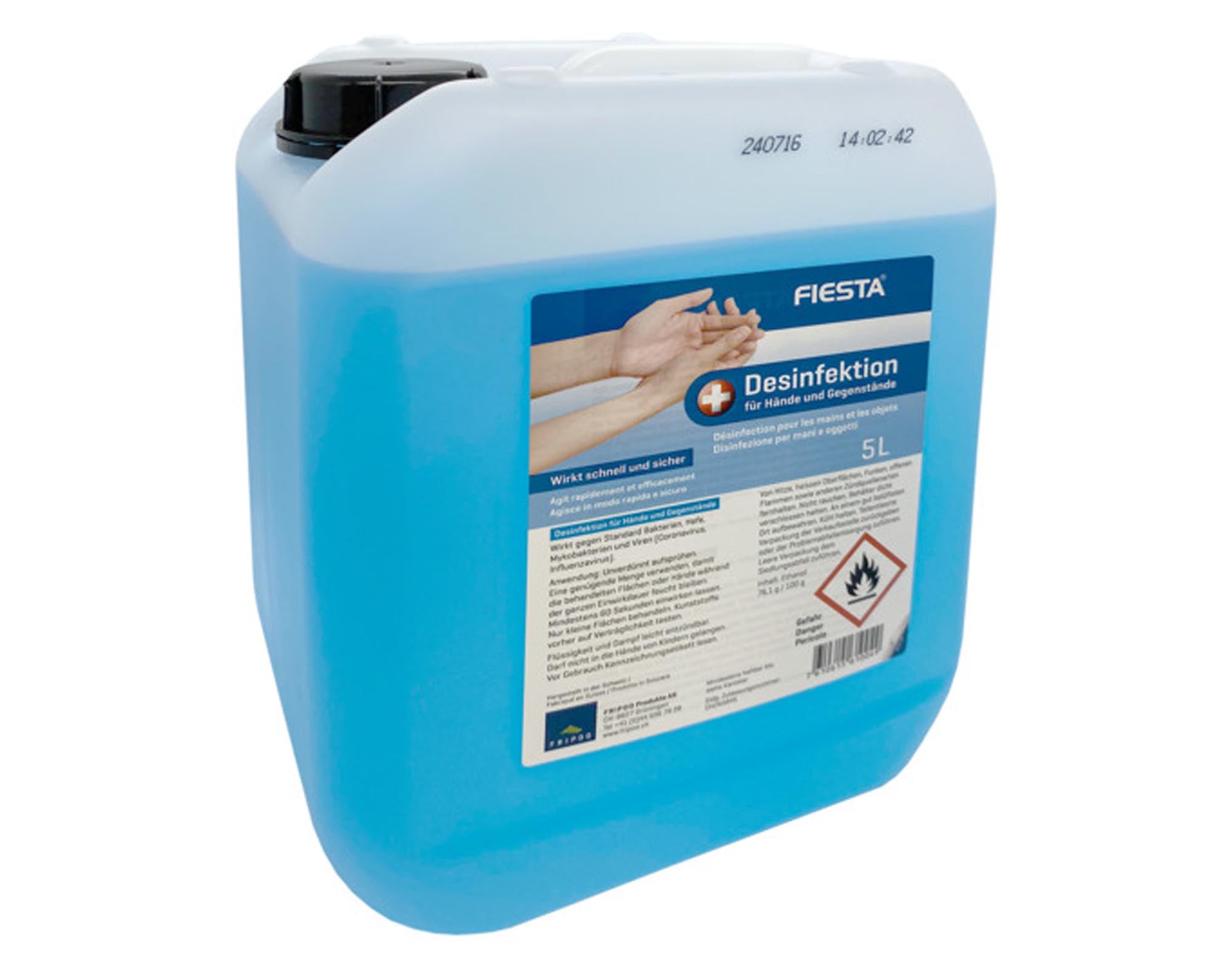 FIESTA Desinfektionsmittel 5 l für Hände und Oberflächen. Effektive Hygiene gegen Bakterien und Viren. Ideal für Zuhause und Büro.