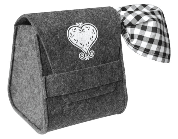 STEINLIN Kartoffeltasche Herz schwarz Filz 16x16x16 cm in  präsentiert im Onlineshop von KAQTU Design AG. Haushaltshilfen ist von STEINLIN
