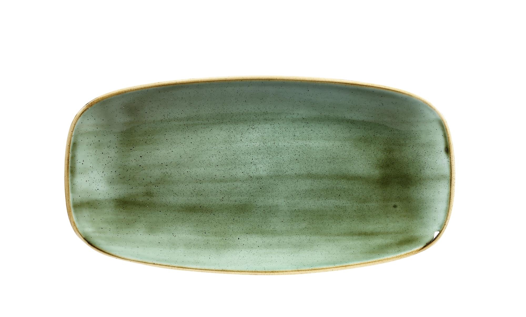 Entdecken Sie den Stonecast Samphire Green rechteckigen Teller von Churchill (29.8x15.3cm) – robust, elegant und ideal für jede Tischdekoration.