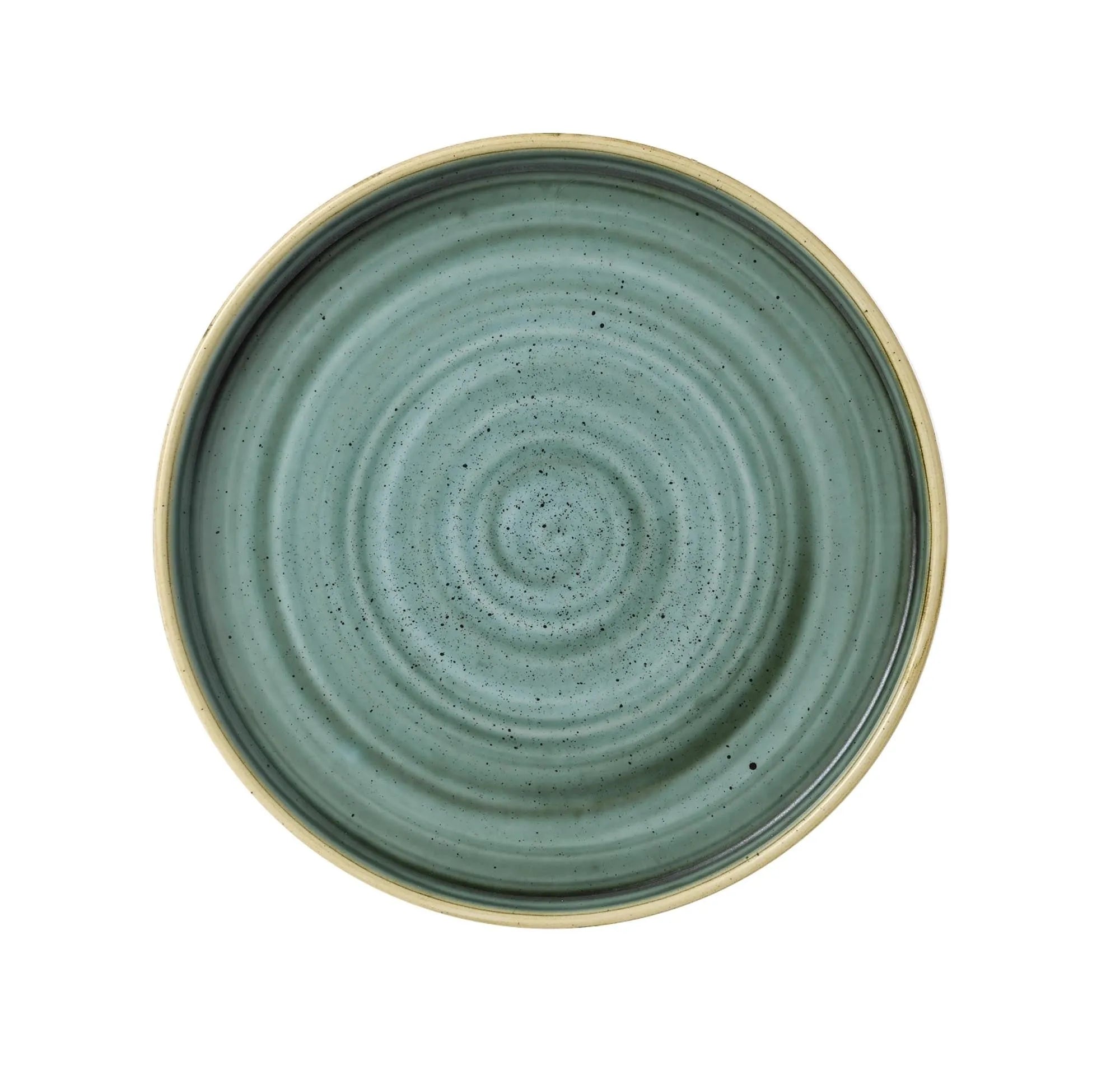 Stonecast Samphire Green Walled Teller flach 21cm - KAQTU Design