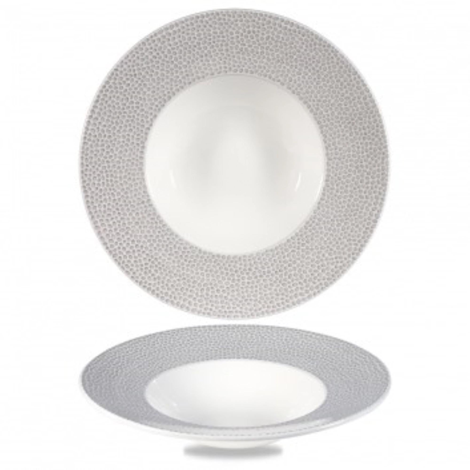 Eleganter 28cm Porzellanteller in Shale Grey, ideal für Suppen & Pasta. Langlebig, spülmaschinenfest, perfekt für stilvolle Präsentationen.
