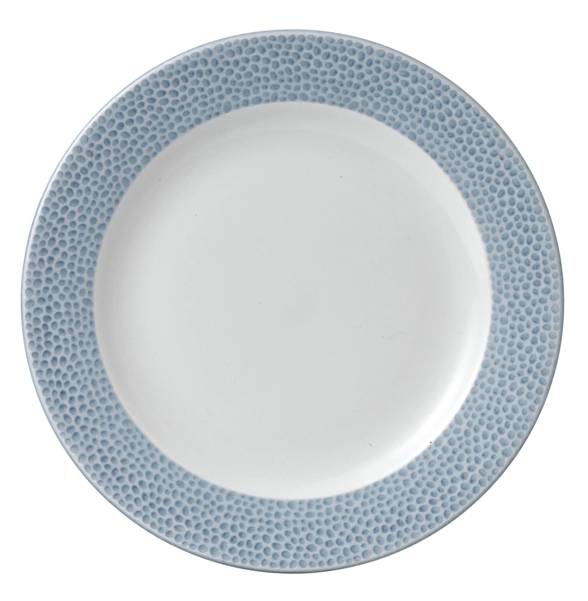 Eleganter Isla Ocean Blue Teller von Churchill, 23.4cm, halbtief, schmale Fahne, aus kratzfestem Porzellan, ideal für Suppen & Pasta.