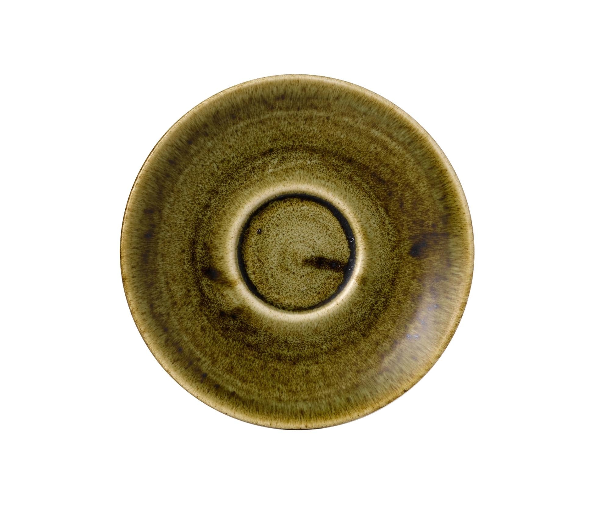 Elegante, olivgrüne Porzellan-Untertasse (15,6 cm) von Churchill: robust, spülmaschinenfest, handgefertigt, stilvoll.