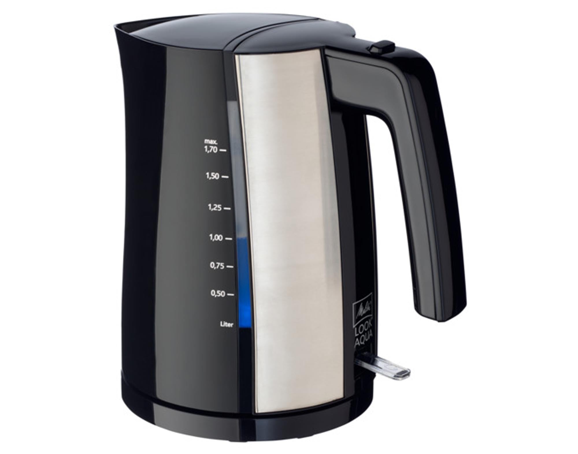 Eleganter MELITTA Look Aqua Wasserkocher: 1,7L, 2200W, BPA-frei, Überhitzungsschutz, Kalkfilter, Aqua-Design.