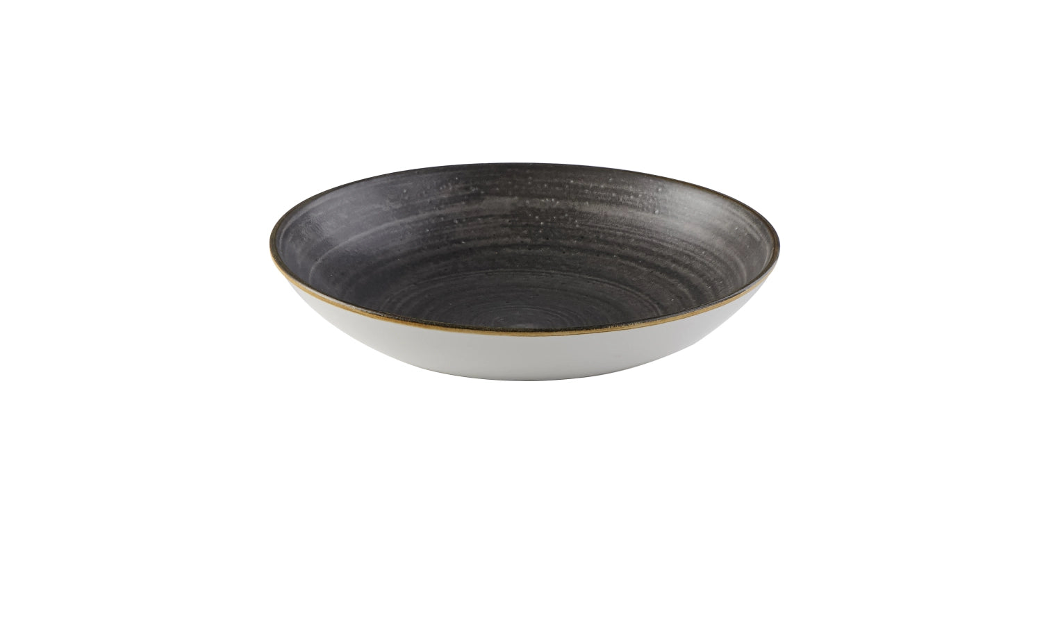 Schöner, tiefen Coupe Teller in Raw Black von Stonecast, 24.8 cm, perfekt für kreative Anrichte und moderne Essenspräsentation.