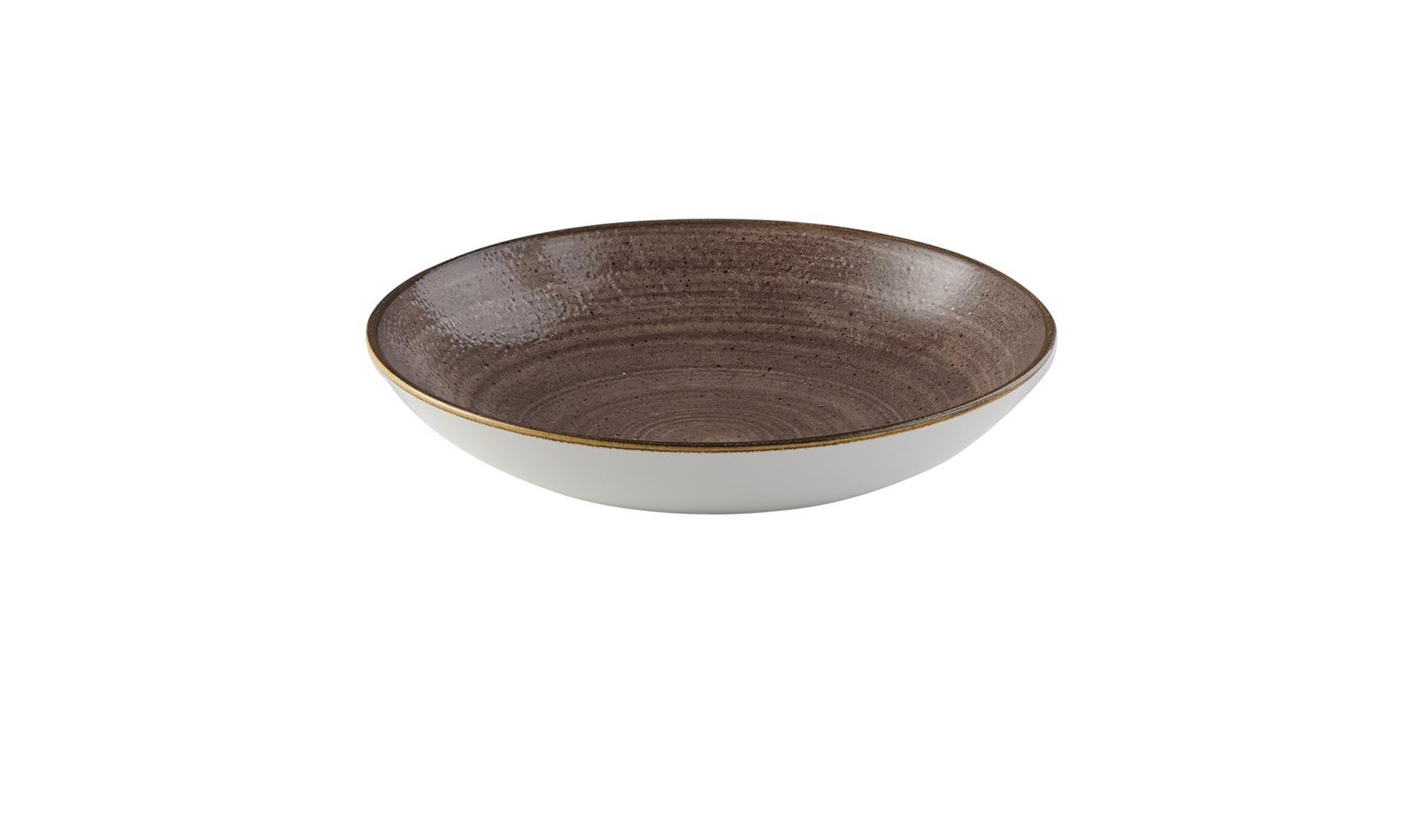 Tiefer Coupe Teller in Raw Brown von Stonecast, 18.2 cm Durchmesser, ideal für stilvolle Tischdekoration und kulinarische Präsentation.