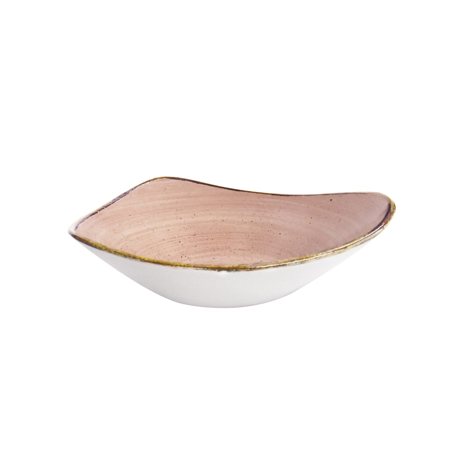 Eleganter, tiefen Teller in dreieckiger Form aus Stonecast Raw Terracotta, 23,5 cm, perfekt für ansprechende Präsentationen und besondere Anlässe.