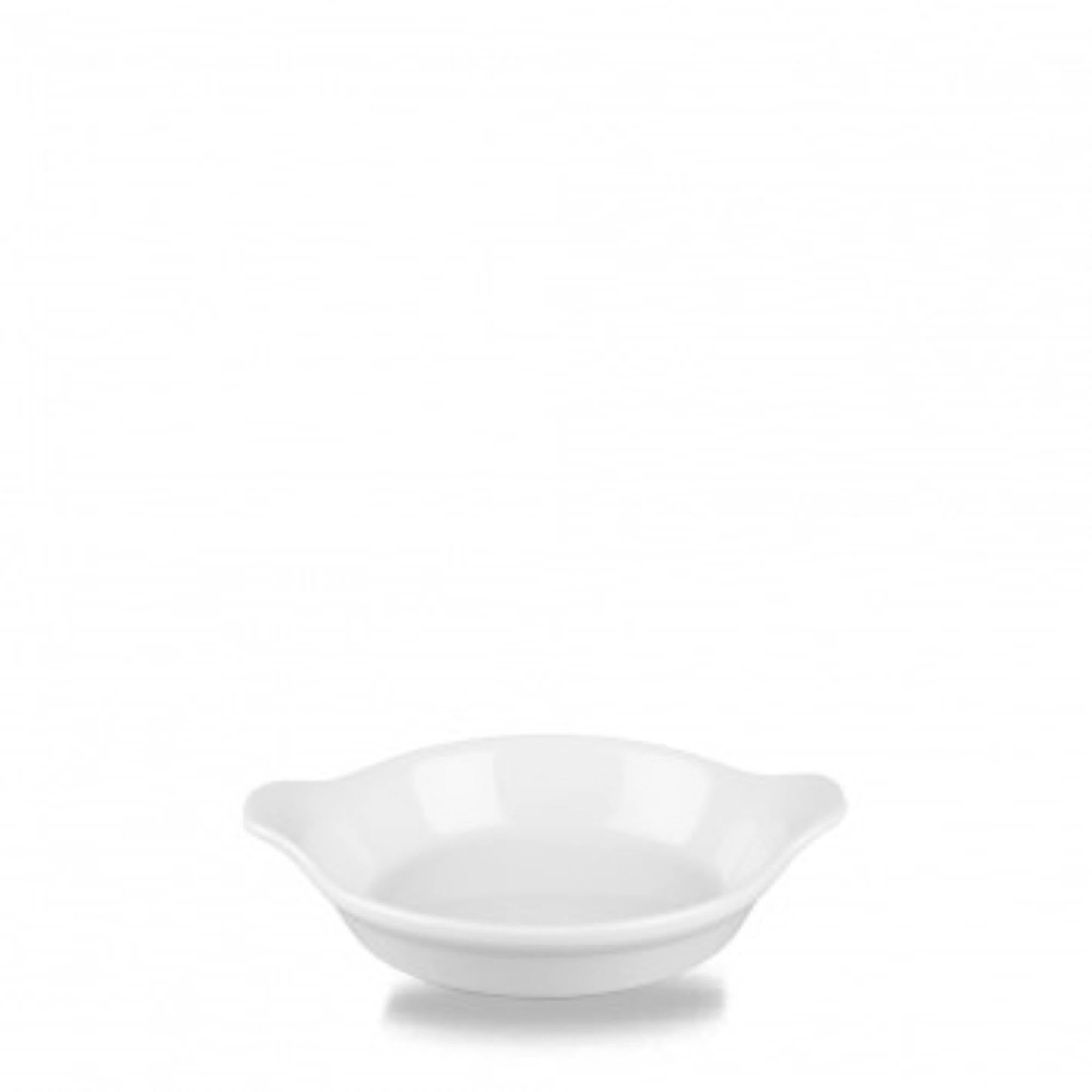 Elegante, weisse Mini-Schale (12,5x15,2cm, 18cl) von Churchill: haltbar, spülmaschinenfest, mikrowellen- und ofengeeignet.
