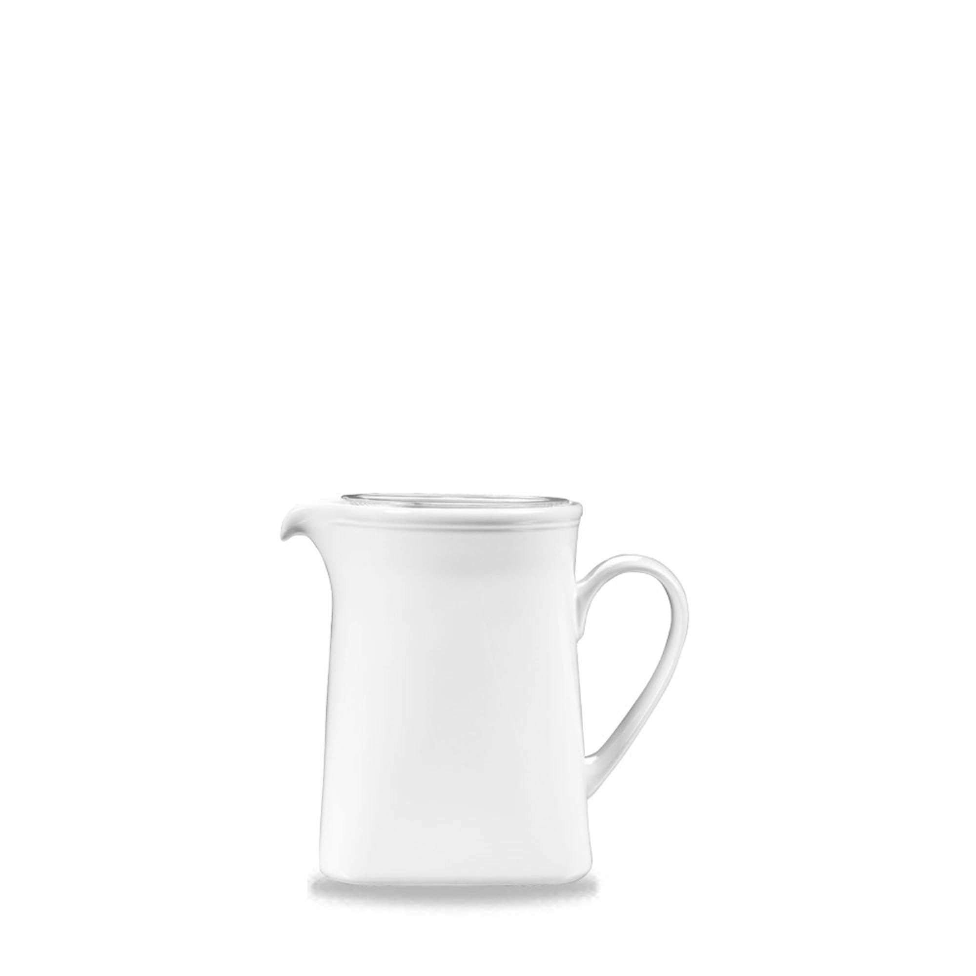 Robuster, bruchsicherer 11cm Krugdeckel aus Polycarbonat, ideal für Gastronomie. Spülmaschinenfest, klare Sicht, weisse Optik.