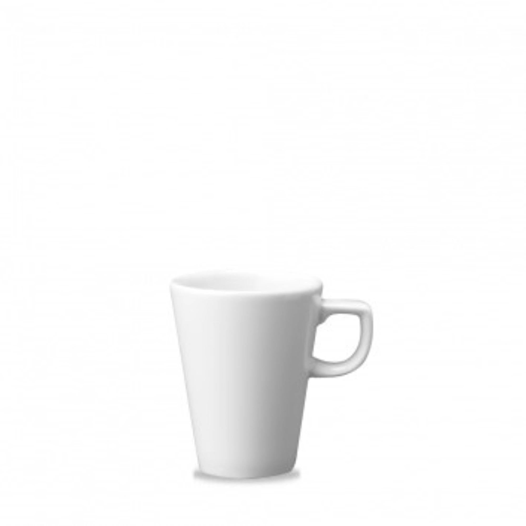 Eleganter 28cl Latte White Becher von Churchill, ideal für Café Latte. Hochwertiges, robustes Glas, zeitloses Design, hitzebeständig.