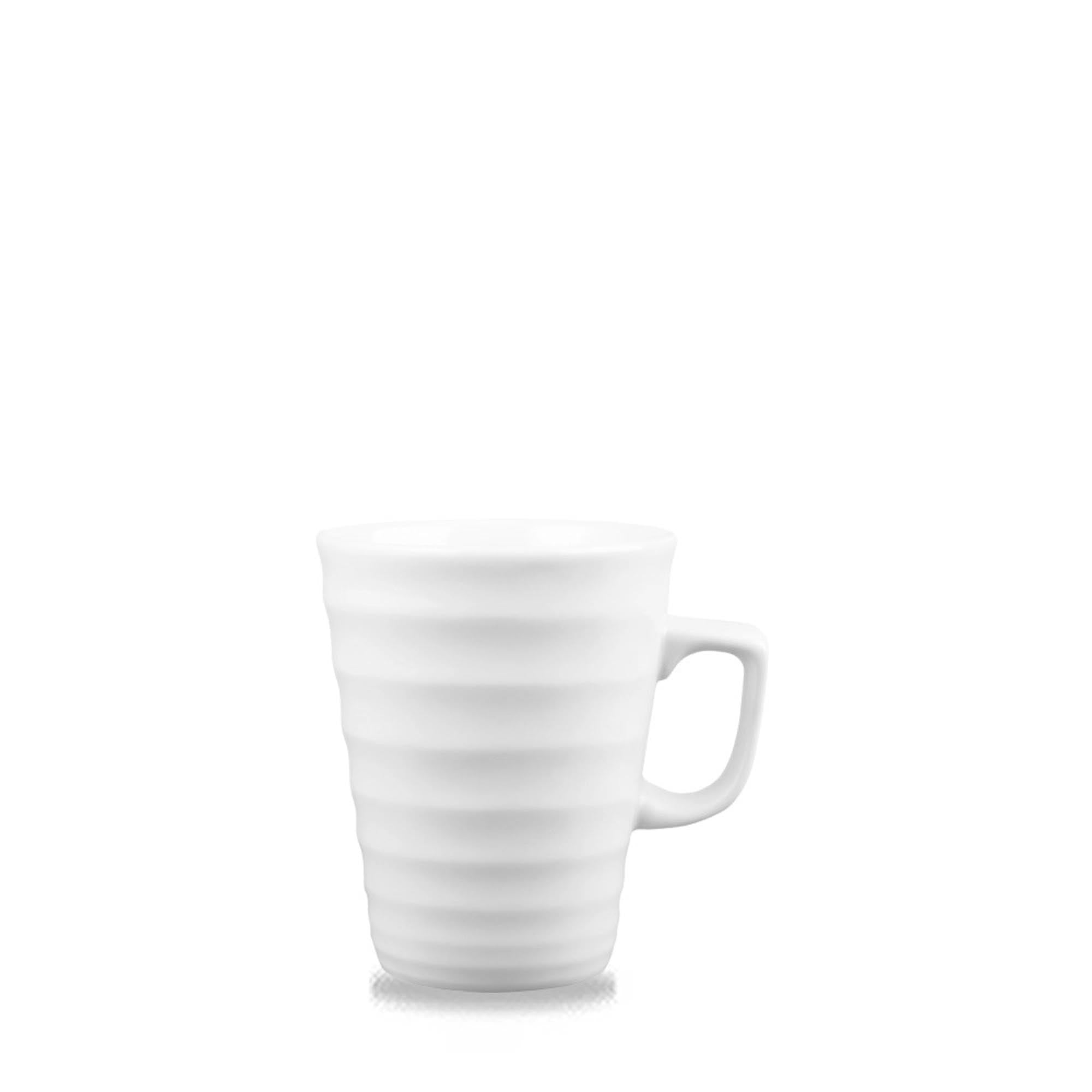 Eleganter 44cl Latte Becher von Churchill, bruchsicher, hitzebeständig, mit Ripple-Oberfläche für stilvollen Kaffeegenuss.