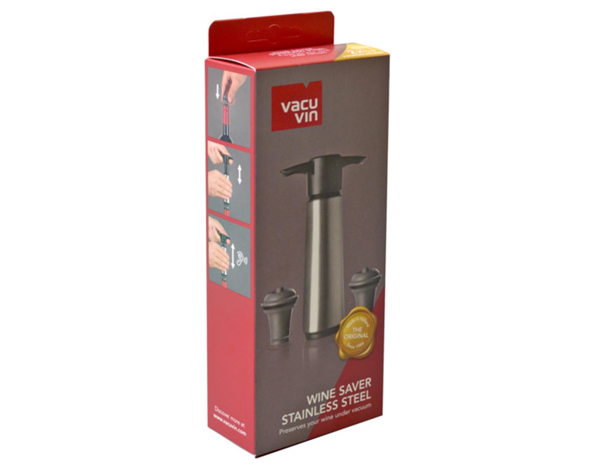 Entdecken Sie die elegante VACU VIN Weinpumpe Inox: Hochwertige Edelstahl-Pumpe für frischen Wein, ergonomisches Design, ideal für Weinliebhaber.