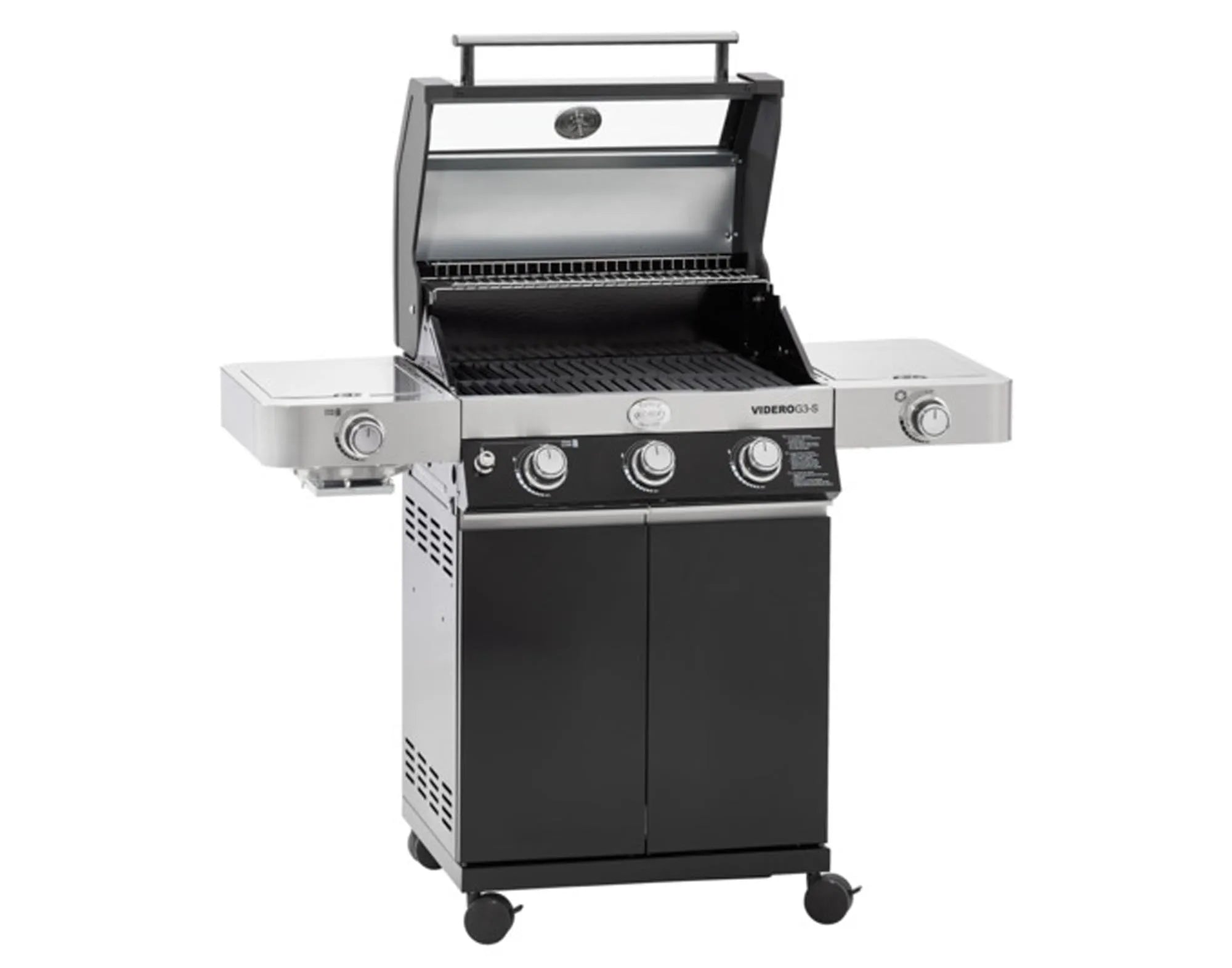 Der RÖSLE Videro G3 G3-S sw: Leistungsstarker Gasgrill mit 3 Edelstahlbrennern, großer Grillfläche und stilvollem Design.