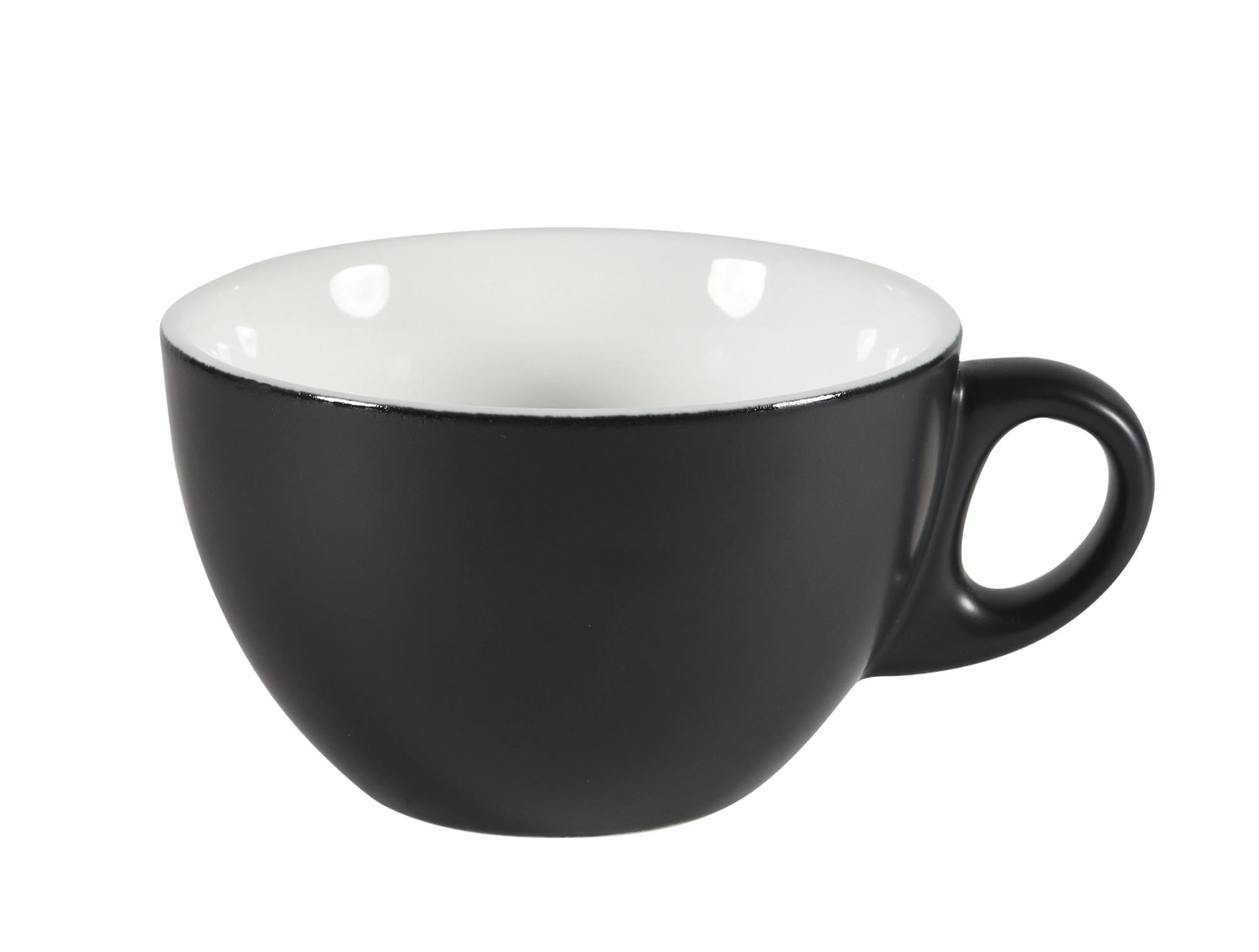 Elegante Porzellantasse in Ash Black, 34.1cl, spülmaschinenfest, mikrowellengeeignet, ideal für Kaffee und Tee.
