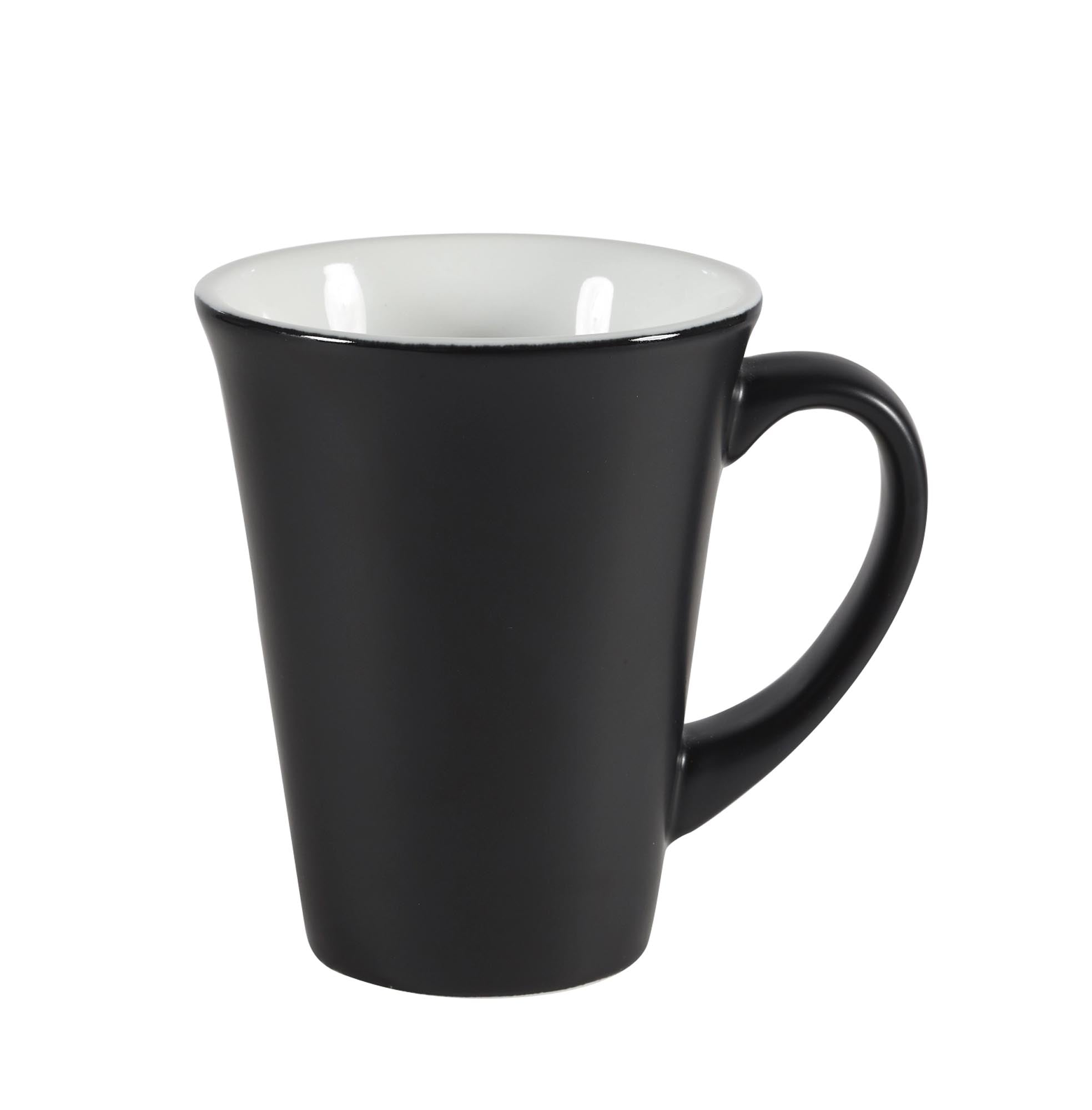 Elegante 34cl Becher aus hochwertigem Porzellan, spülmaschinen- und mikrowellenfest, mit stilvollem Ash Black Finish von Churchill.