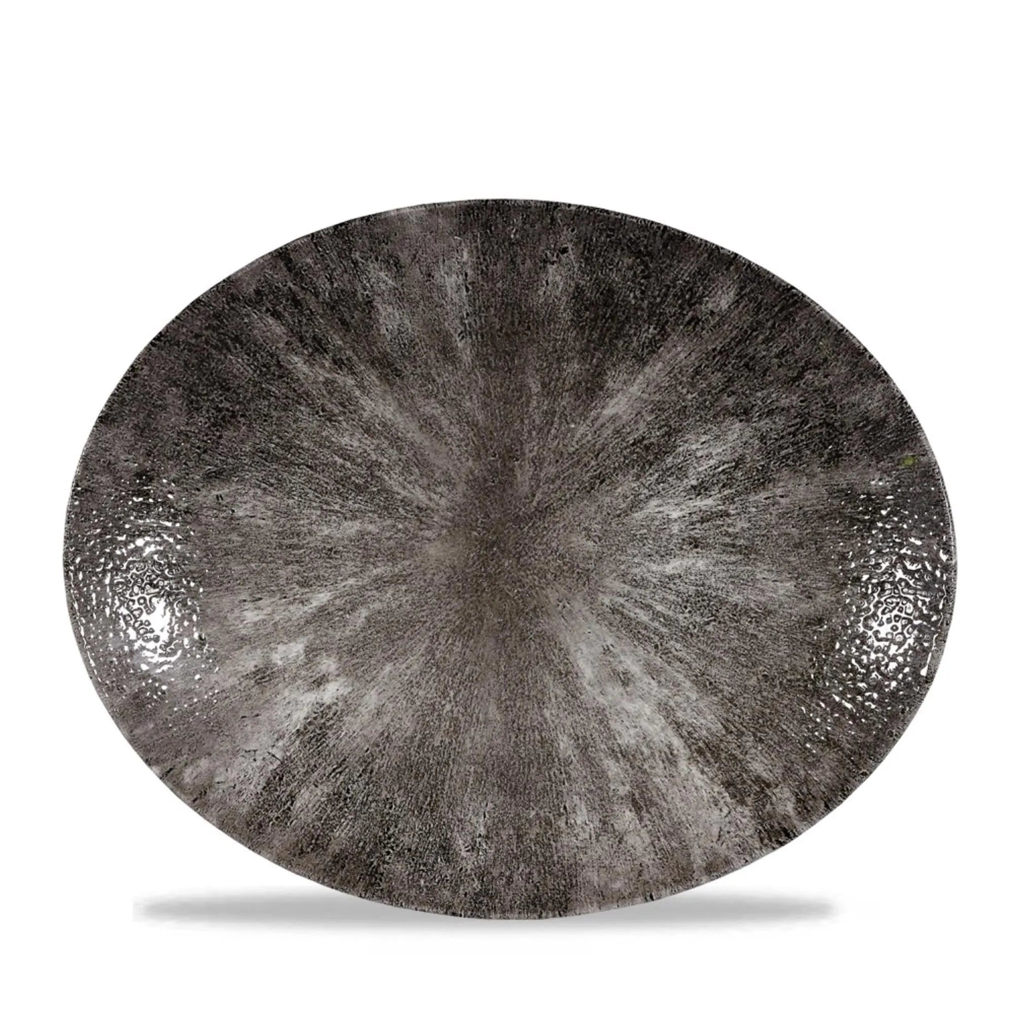 S.P. Stone Quartz Black Teller oval flach 31.7x25.5cm - KAQTU Design