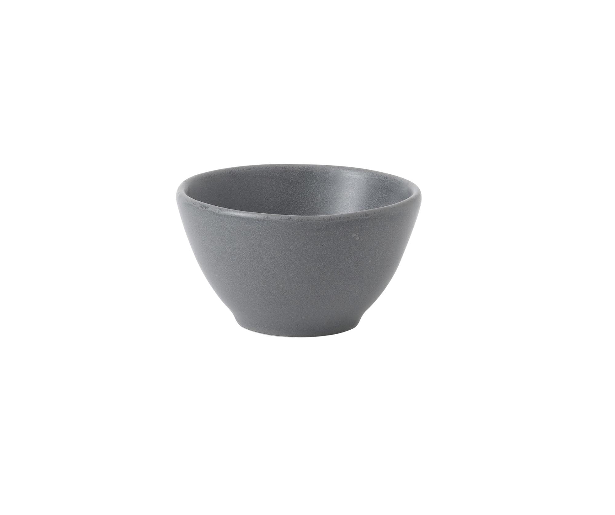 Elegantes, graues Porzellanschälchen (8,5 cm, 11 cl) von Churchill, ideal für Dips und Snacks, spülmaschinen- und mikrowellengeeignet.