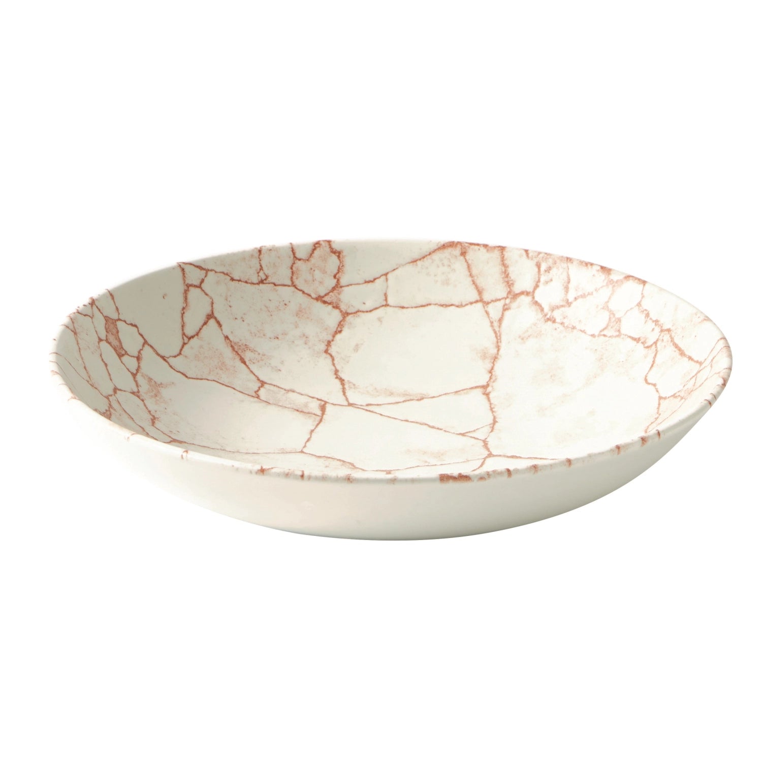 Schöner, tiefen S.P. Kintsugi Coral Coupe Teller von Churchill mit einzigartigem Design, perfekt für festliche Anlässe und exquisite Präsentation.