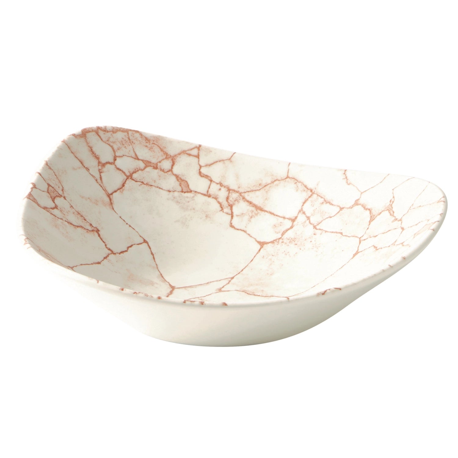 Eleganter, tiefen Teller in Triangel-Form von Churchill, 23.5 cm, mit kunstvollem Kintsugi-Coral-Muster für stilvolle Anlässe.