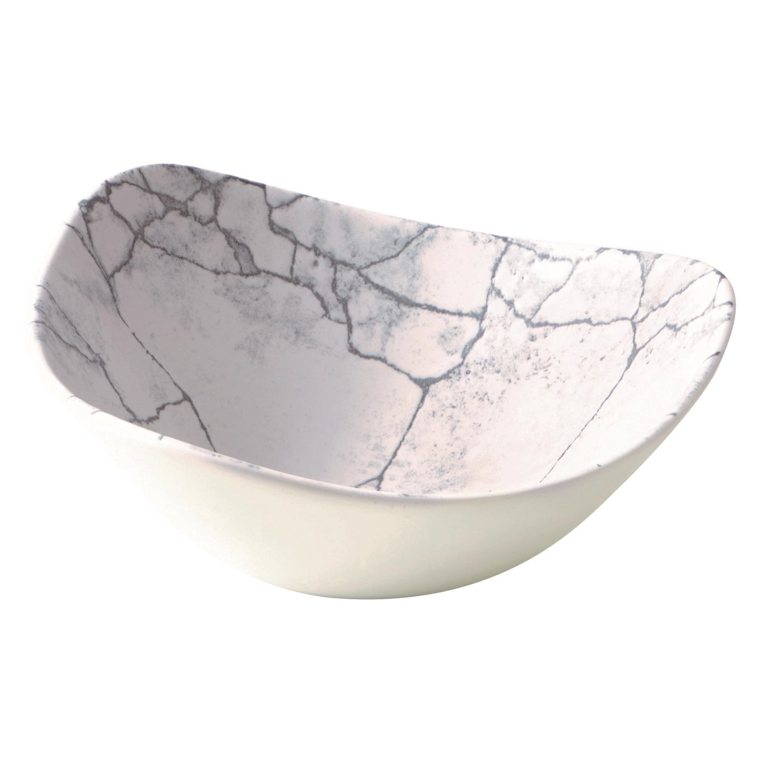 Moderner, tiefen Triangel Teller in Perlgrau von S.P. Kintsugi, perfekt für kreative Anrichte und exquisite Präsentation von Speisen.