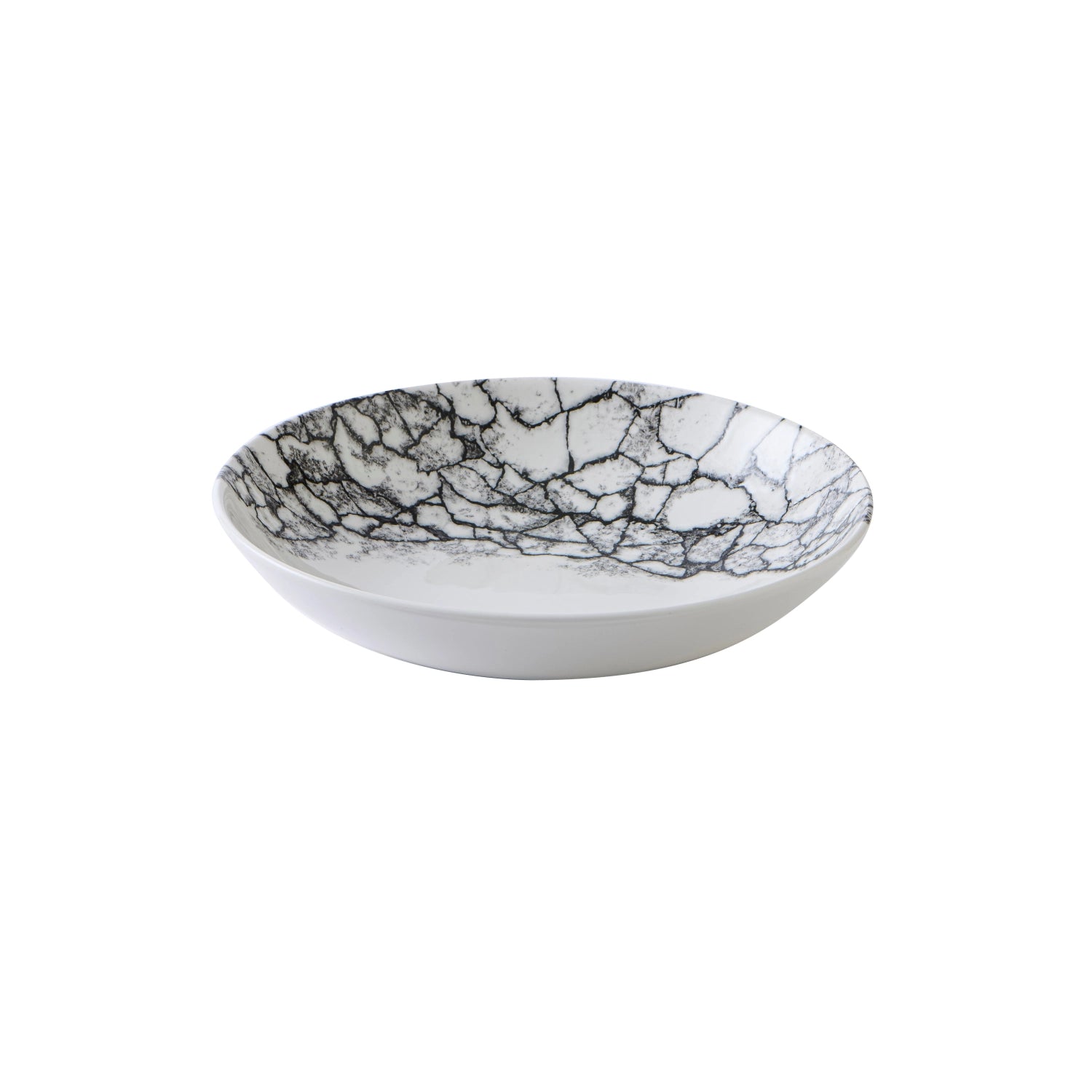 Erleben Sie den S.P. Kintsugi Accents Quartz Black Coupe Teller von Churchill – ein stilvolles, tiefes Porzellan-Kunstwerk mit 24,8 cm Durchmesser.