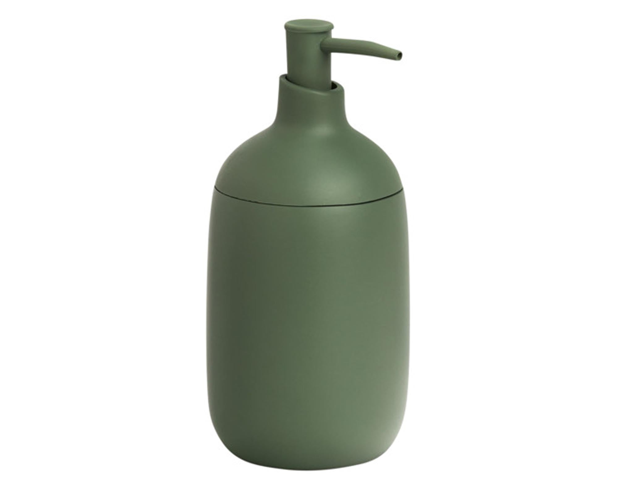 Eleganter ZELLER Seifenspender aus Polyresin in Marmoroptik, salbeigrün, 7,2x7,2x16 cm – ideal für stilvolle Badezimmergestaltung.
