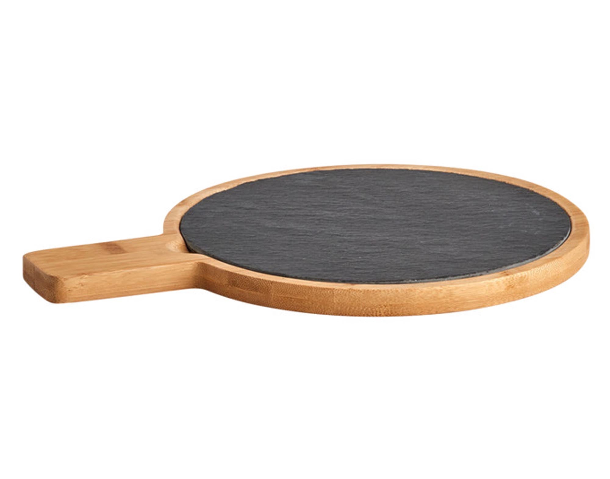 ZELLER Schneidbrett mit Griff Bamboo Schiefer rund 29.5x22 cm